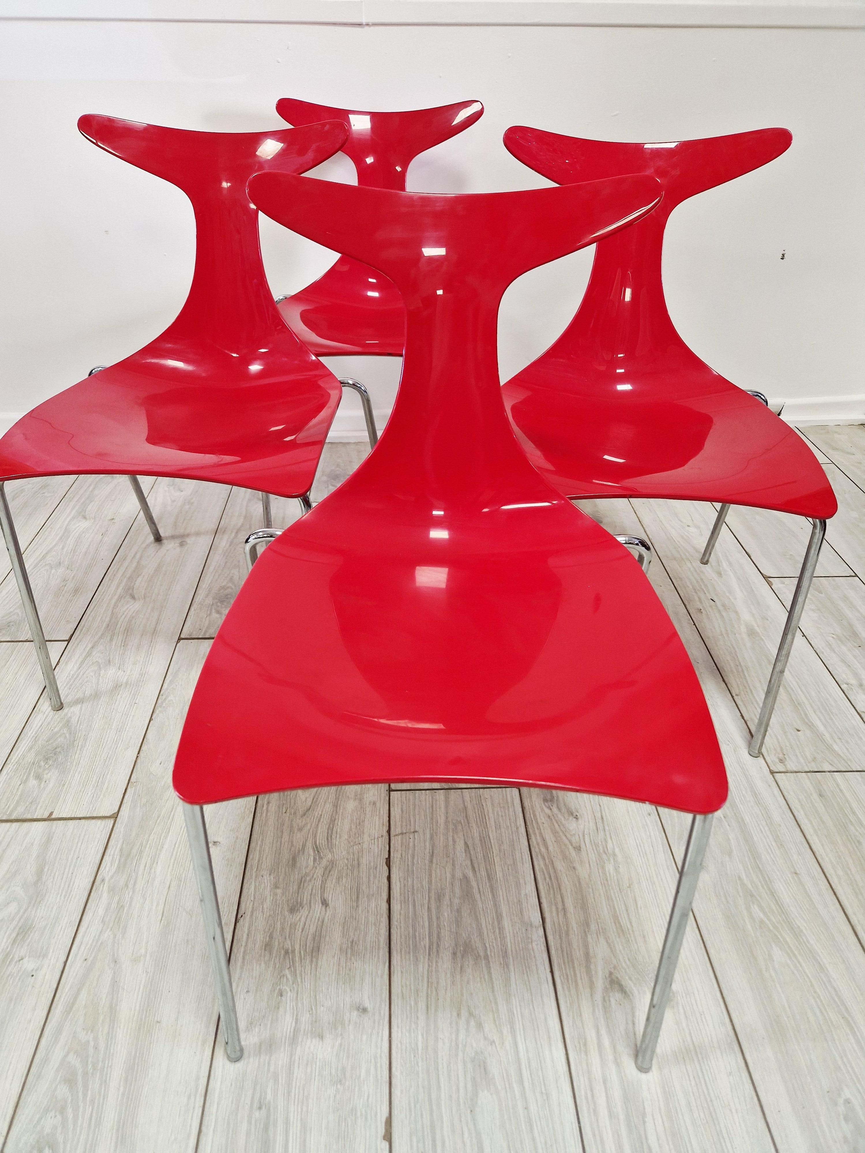 4 Vintage-Stapelstühle Delfy Design Gino Carollo im Angebot 3