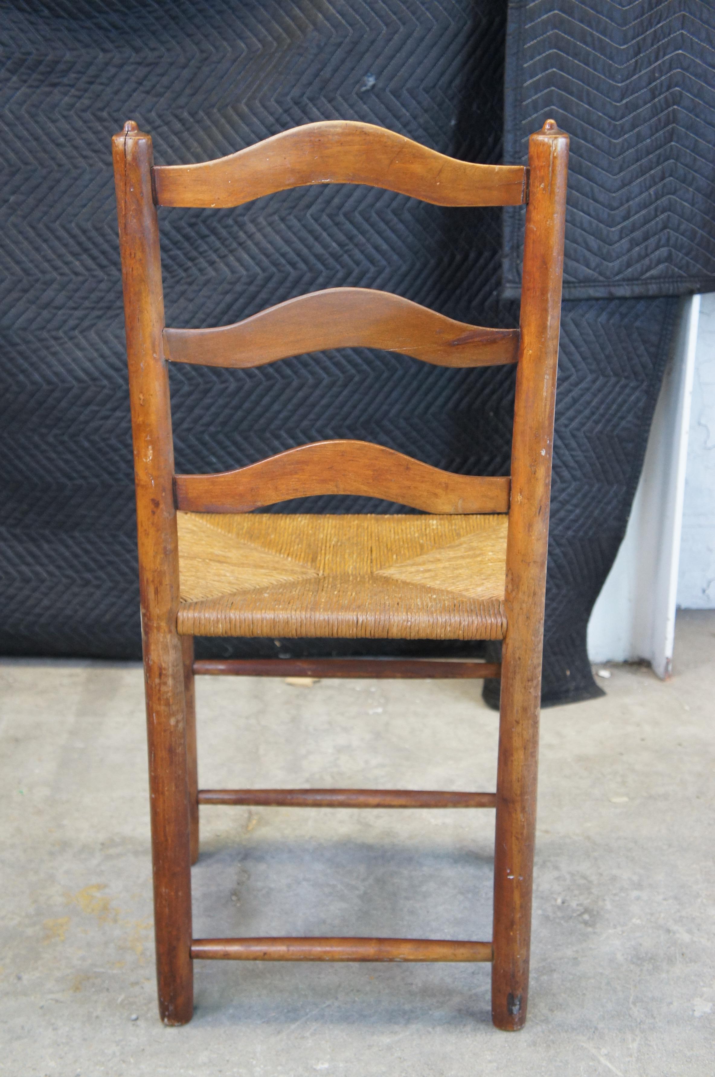 4 Vintage Stickley Maple Shaker Farmhouse Ladder Back Rush Dining Side Chairs 1