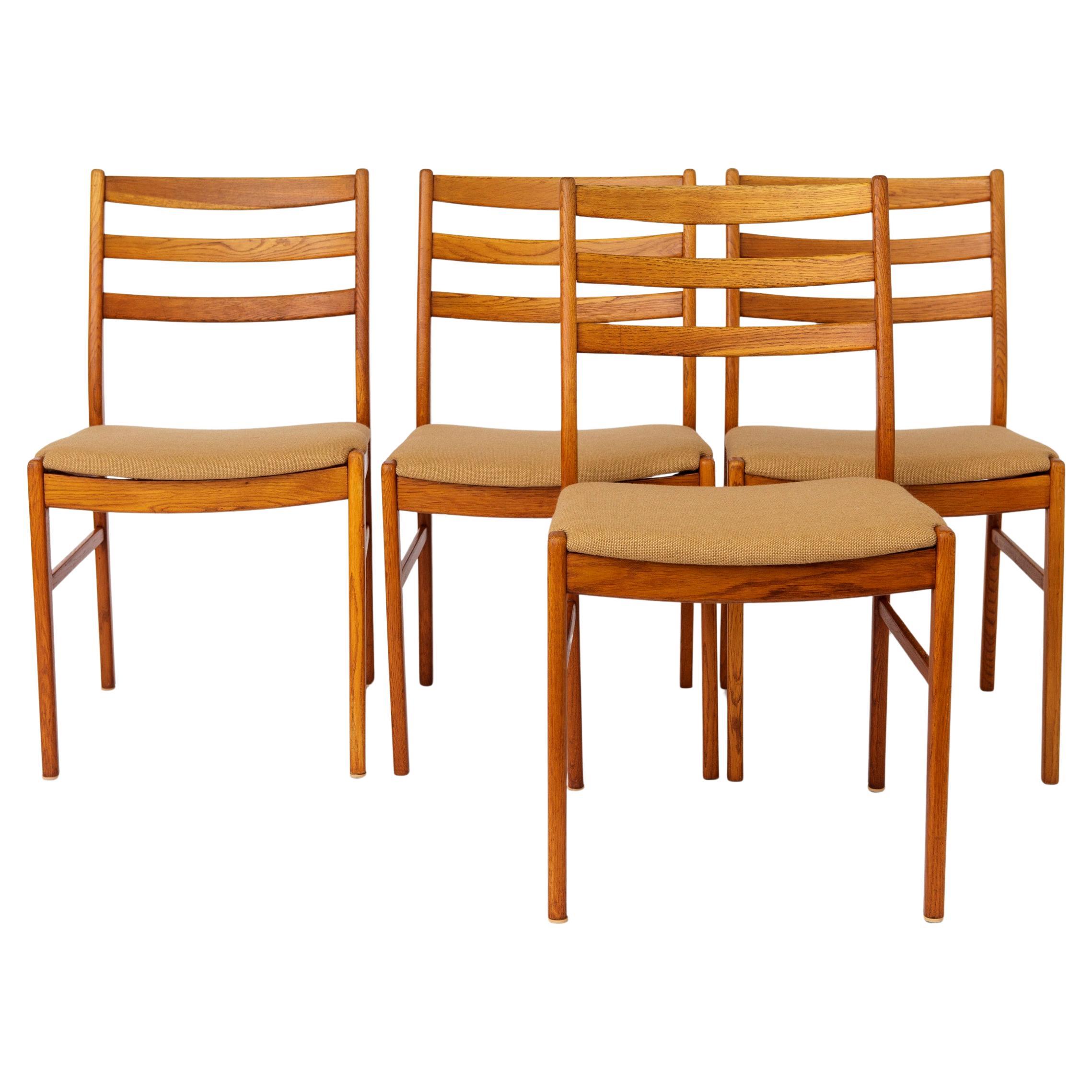 4 Vintage Swedish Oak Chairs  Alb Johansson & Söner  1960s  One Repaired