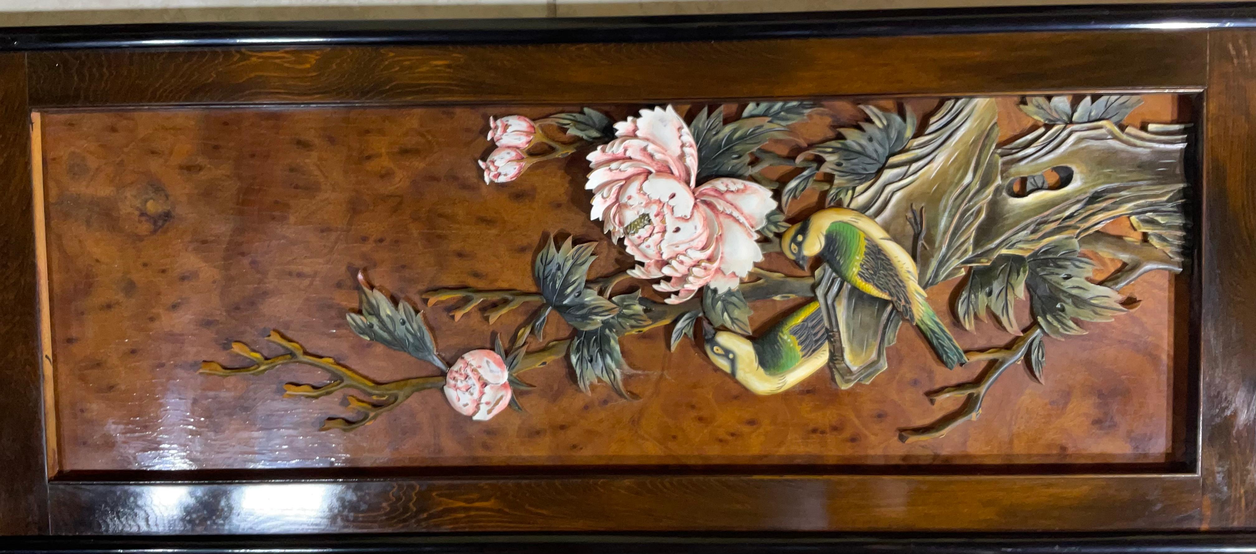 Hand-Carved 4 Vintage Taiwan Republic of China Carved / Framed Wood Wall Panels Each