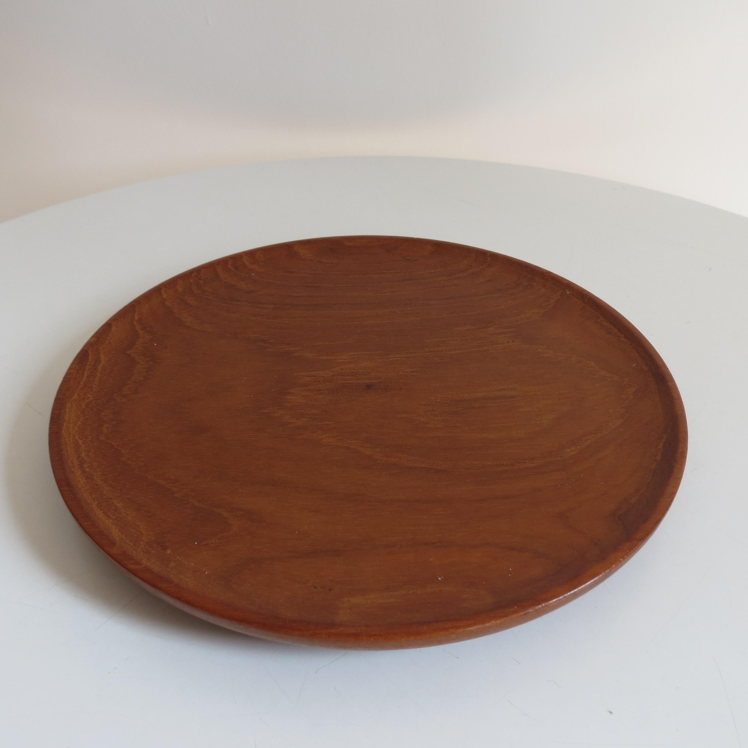 Mid-Century Modern 4 Vintage Teak Plates by Galatix England Burma Teak Handmade, 1960s