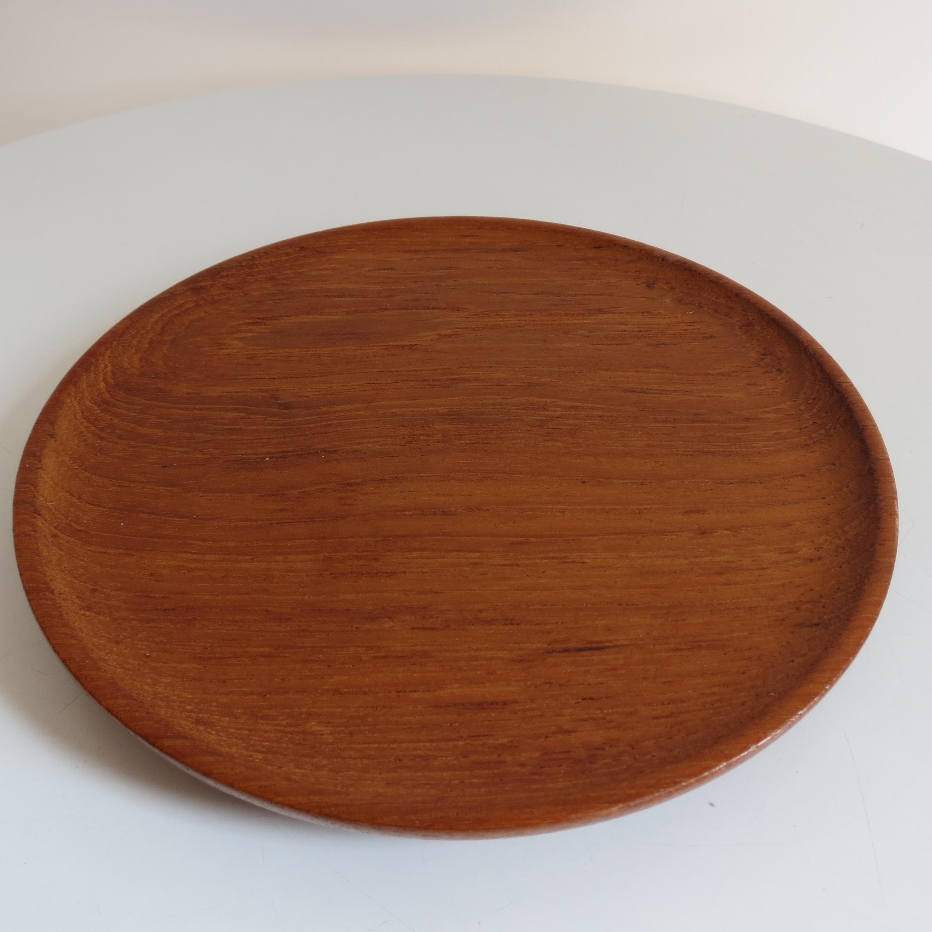 English 4 Vintage Teak Plates by Galatix England Burma Teak Handmade, 1960s