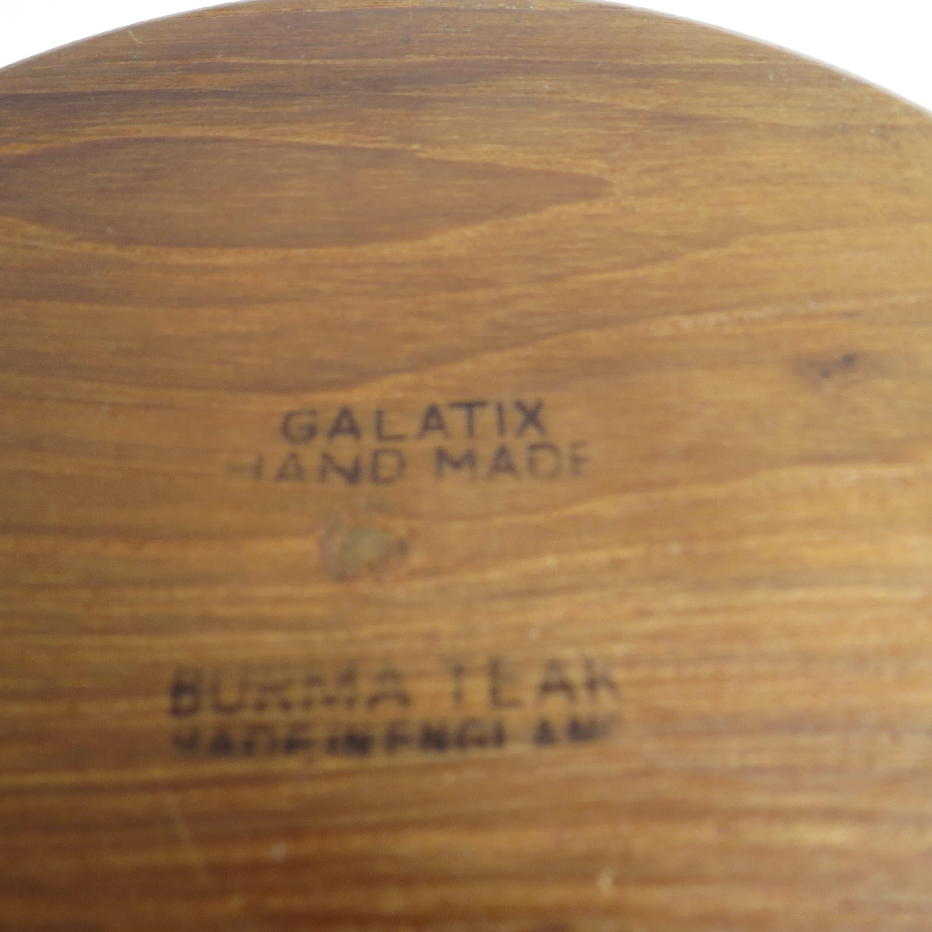 4 Vintage Teak Plates by Galatix England Burma Teak Handmade, 1960s In Good Condition In Stow on the Wold, GB
