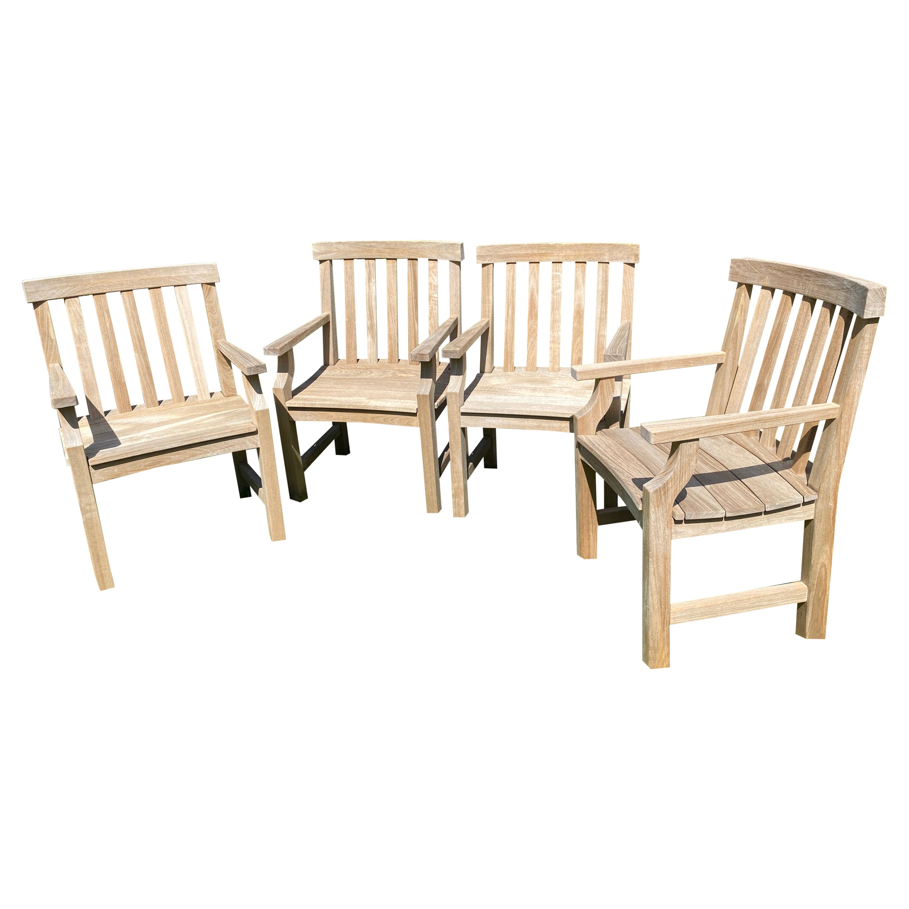 4 Vintage Teak Wood Outdoor Garden Dining Chairs