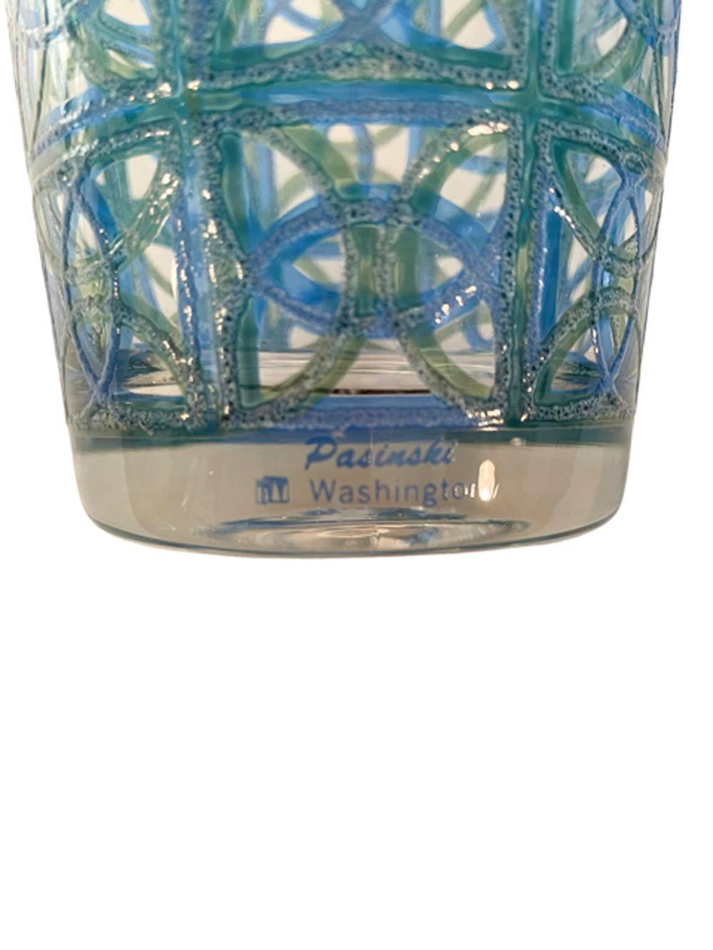 4 Vintage Washington Glass Co. Double Old Fashioned Glasses by Irene Pasinski In Good Condition For Sale In Nantucket, MA
