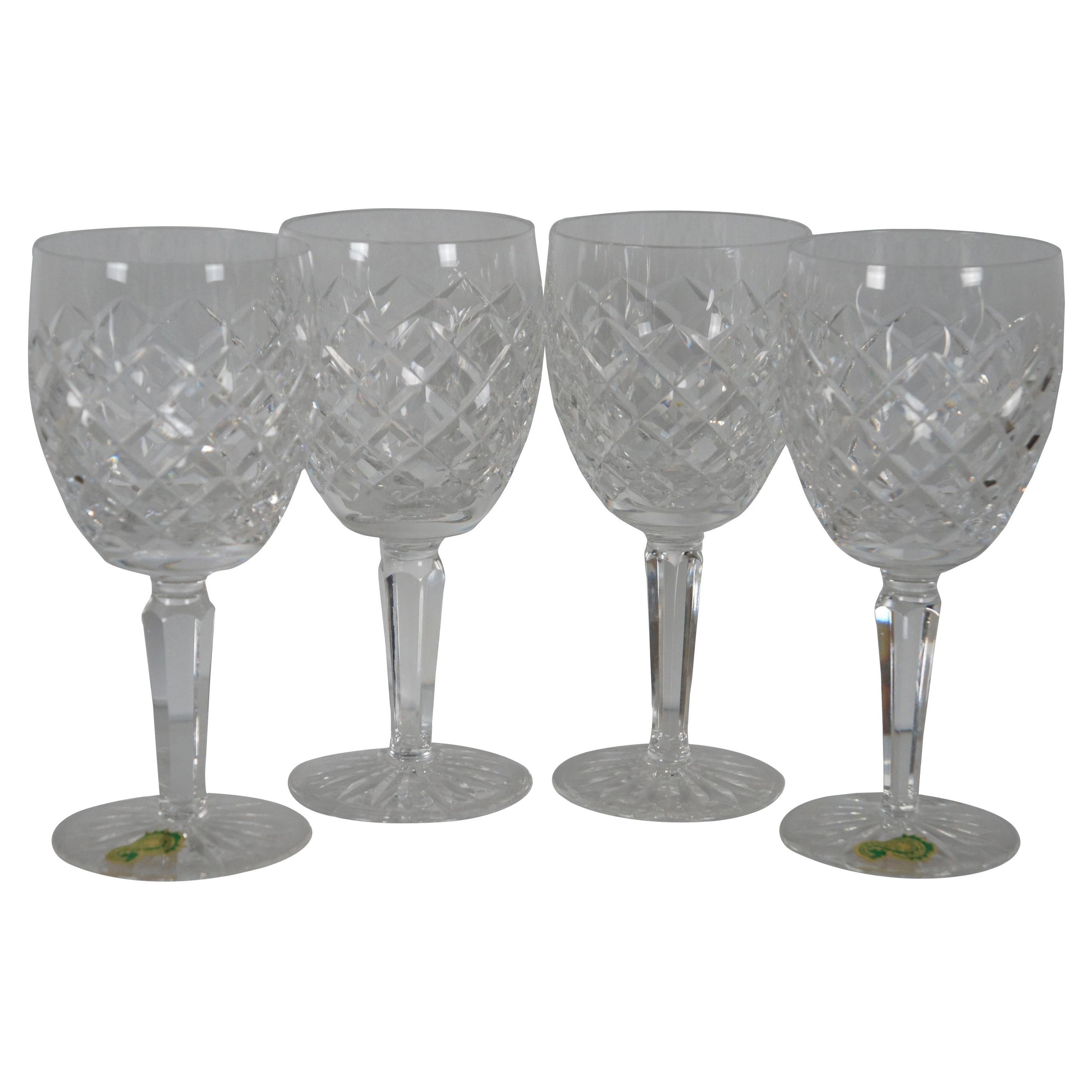 4 Vintage Waterford Crystal Comeragh Stemmed Water Goblets Wine Glasses
