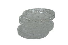4 Vintage Waterford Crystal Lismore Star Cut Wine Bottle Coasters 156499 5"