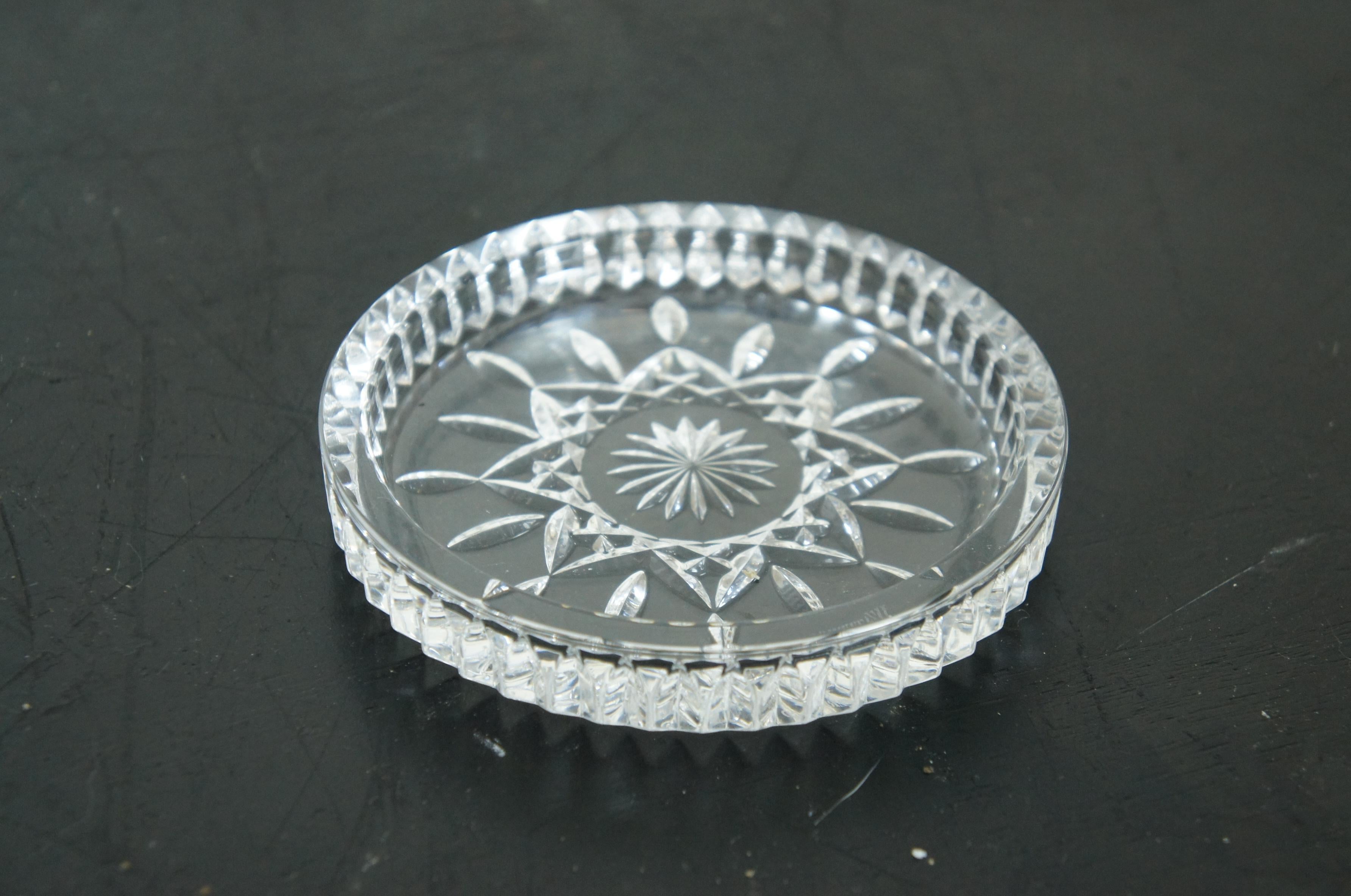 20th Century 4 Vintage Waterford Crystal Lismore Star Cut Wine Bottle Coasters 156499 5