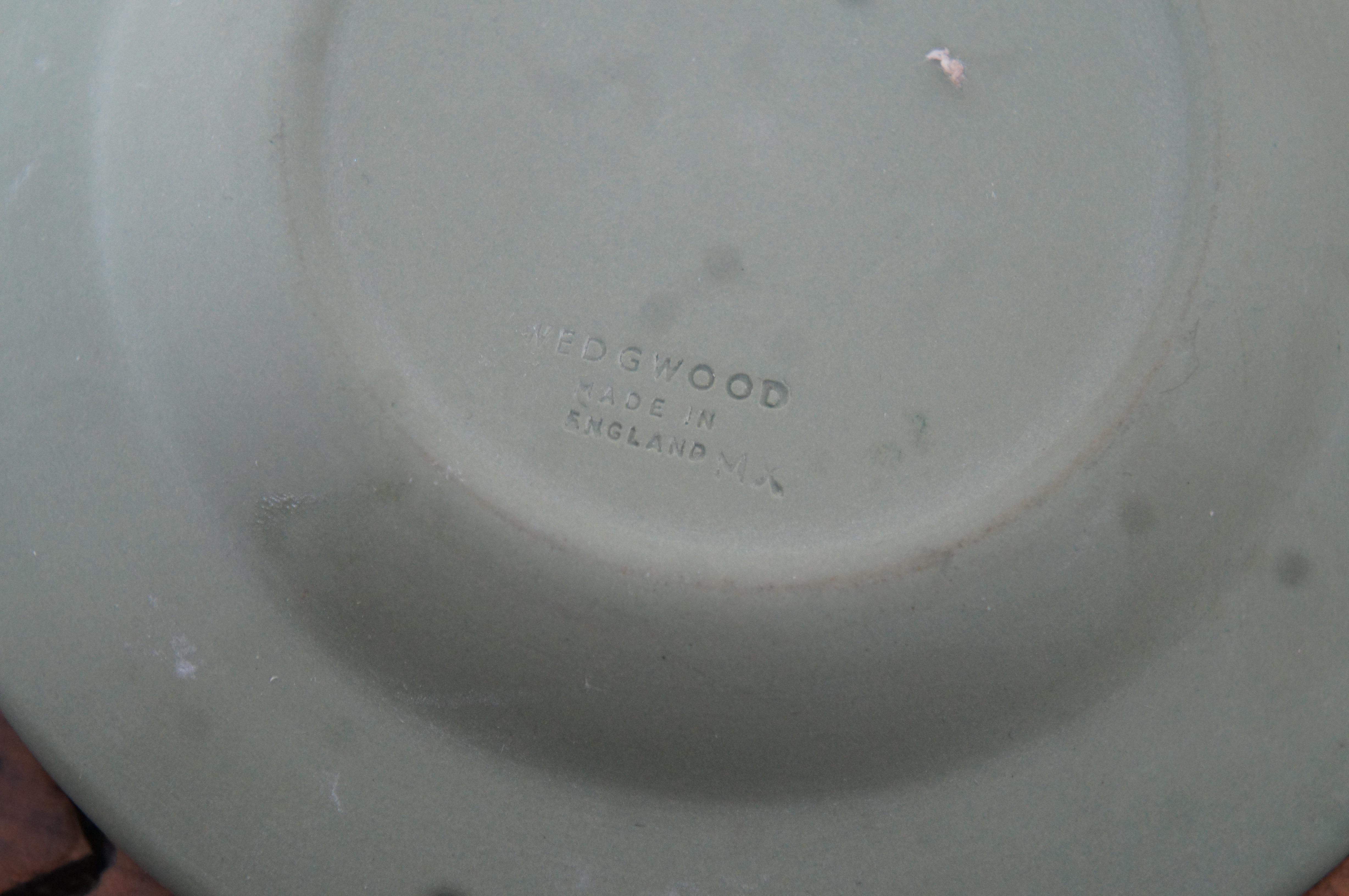4 Vintage Wedgwood Sage Green Jasperware Bas Relief Pitcher Vase Ashtray Dish 1