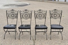 4 Vintage Woodard Andalusian Style Wrought Iron Dining Chairs by Contempo Frames