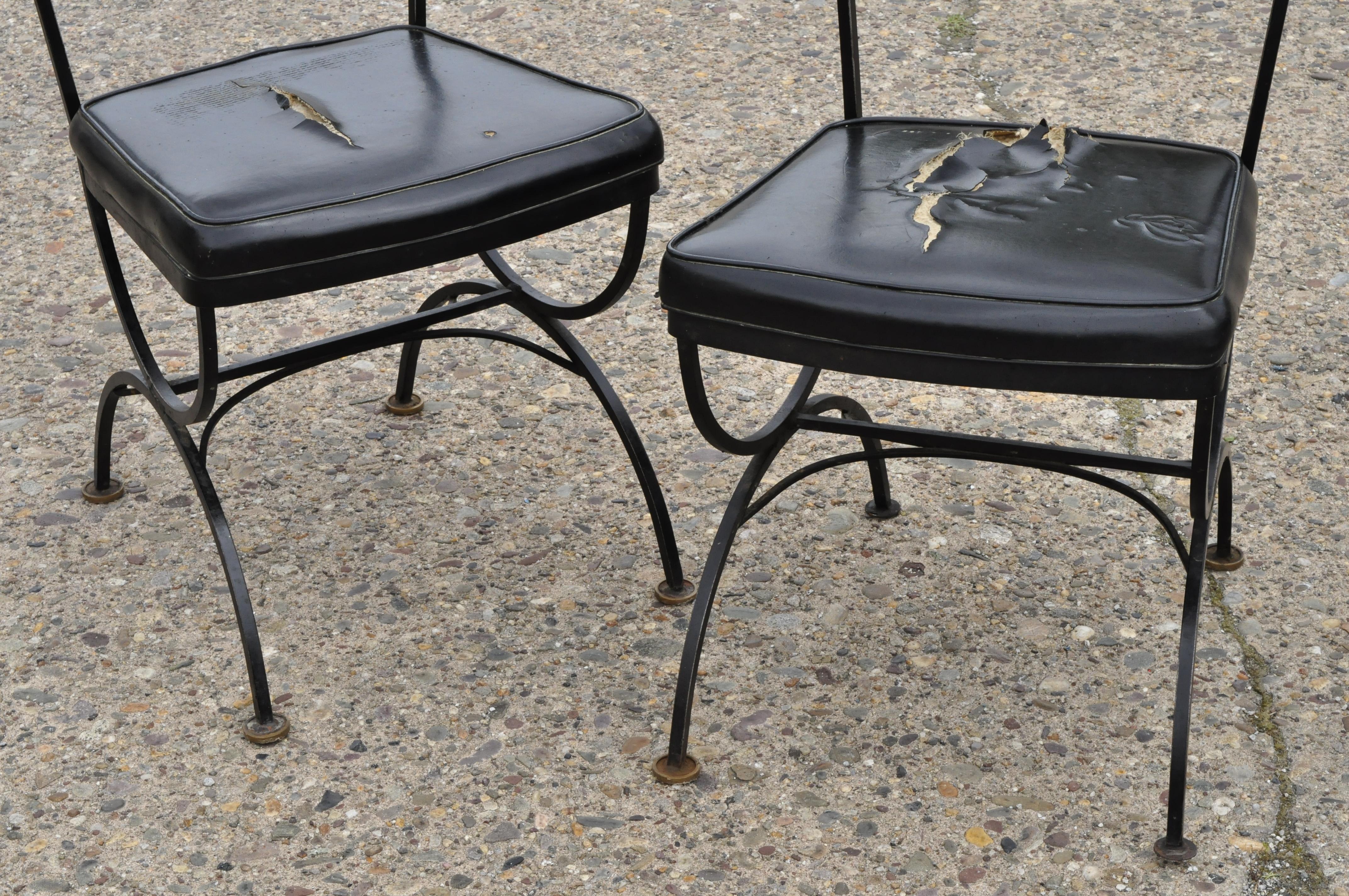 20th Century 4 Vintage Woodard Andalusian Style Wrought Iron Dining Chairs by Contempo Frames