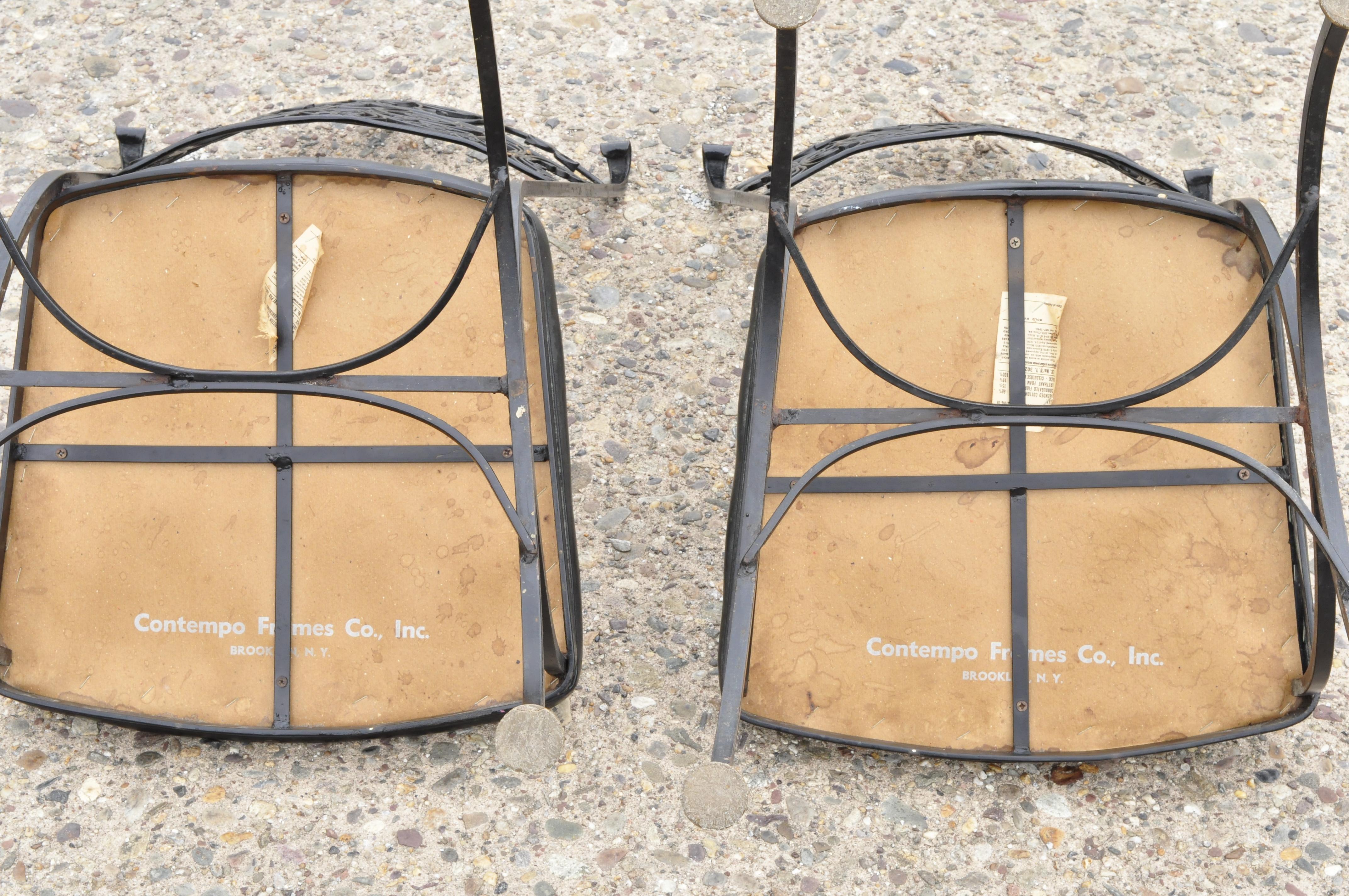 Naugahyde 4 Vintage Woodard Andalusian Style Wrought Iron Dining Chairs by Contempo Frames