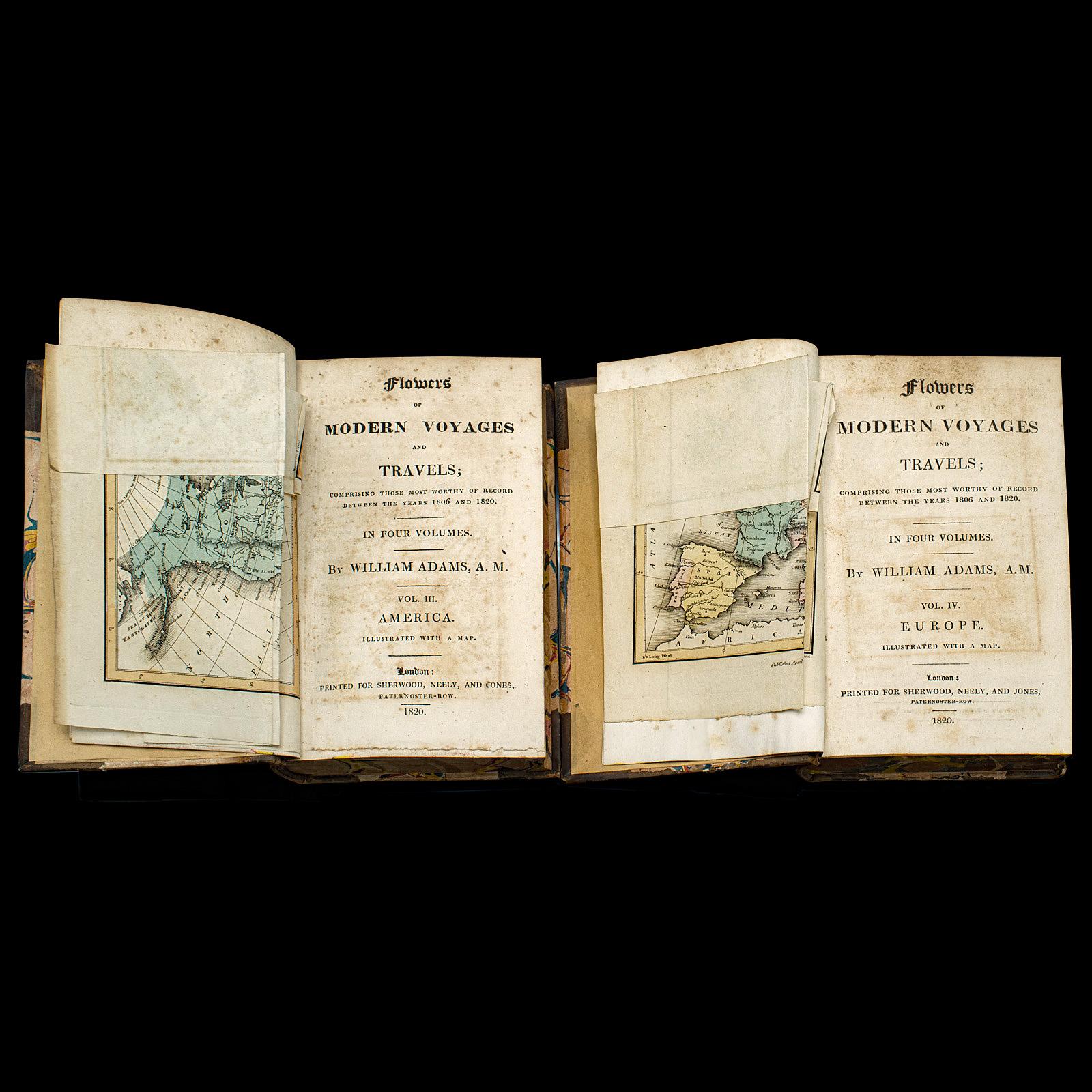 19th Century 4 Vols Antique Botany Books, Flowers of Modern Voyages, English, Georgian, 1820 For Sale