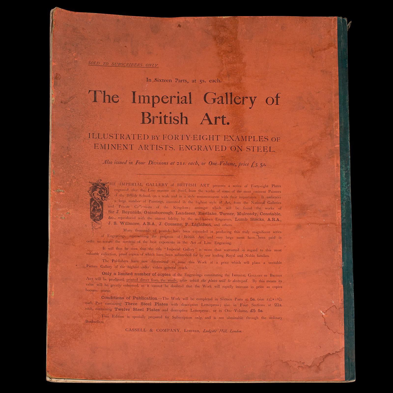4 Vols Antique Folio, Imperial Gallery of British Art, Engravings, Victorian For Sale 6