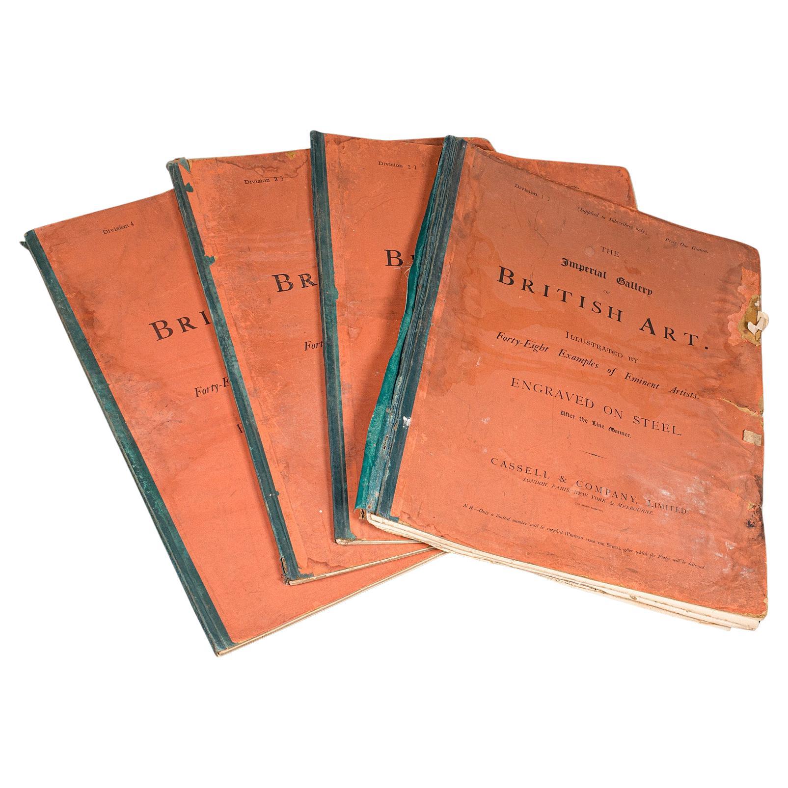 4 Bände Antikes Folio, Imperial Gallery of British Art, Gravuren, viktorianisch