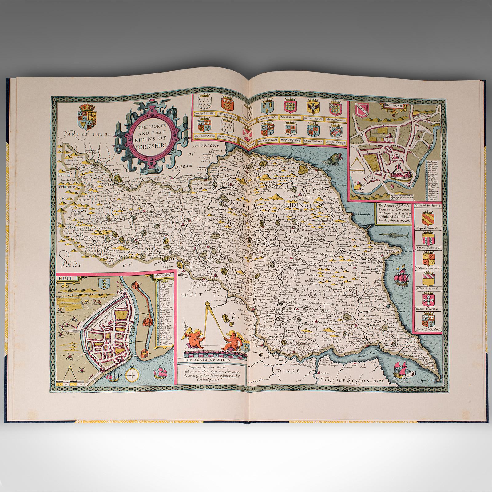 4 Vols Vintage Mapas Ingleses, John Speed, Cartografía Folio, Reproducción, C.1953 en venta 4