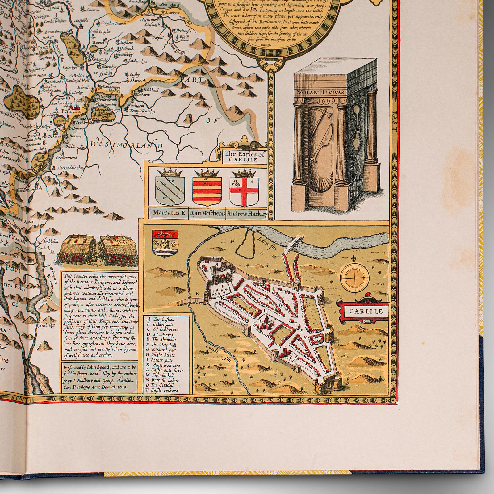 4 Vols Vintage Mapas Ingleses, John Speed, Cartografía Folio, Reproducción, C.1953 en venta 5