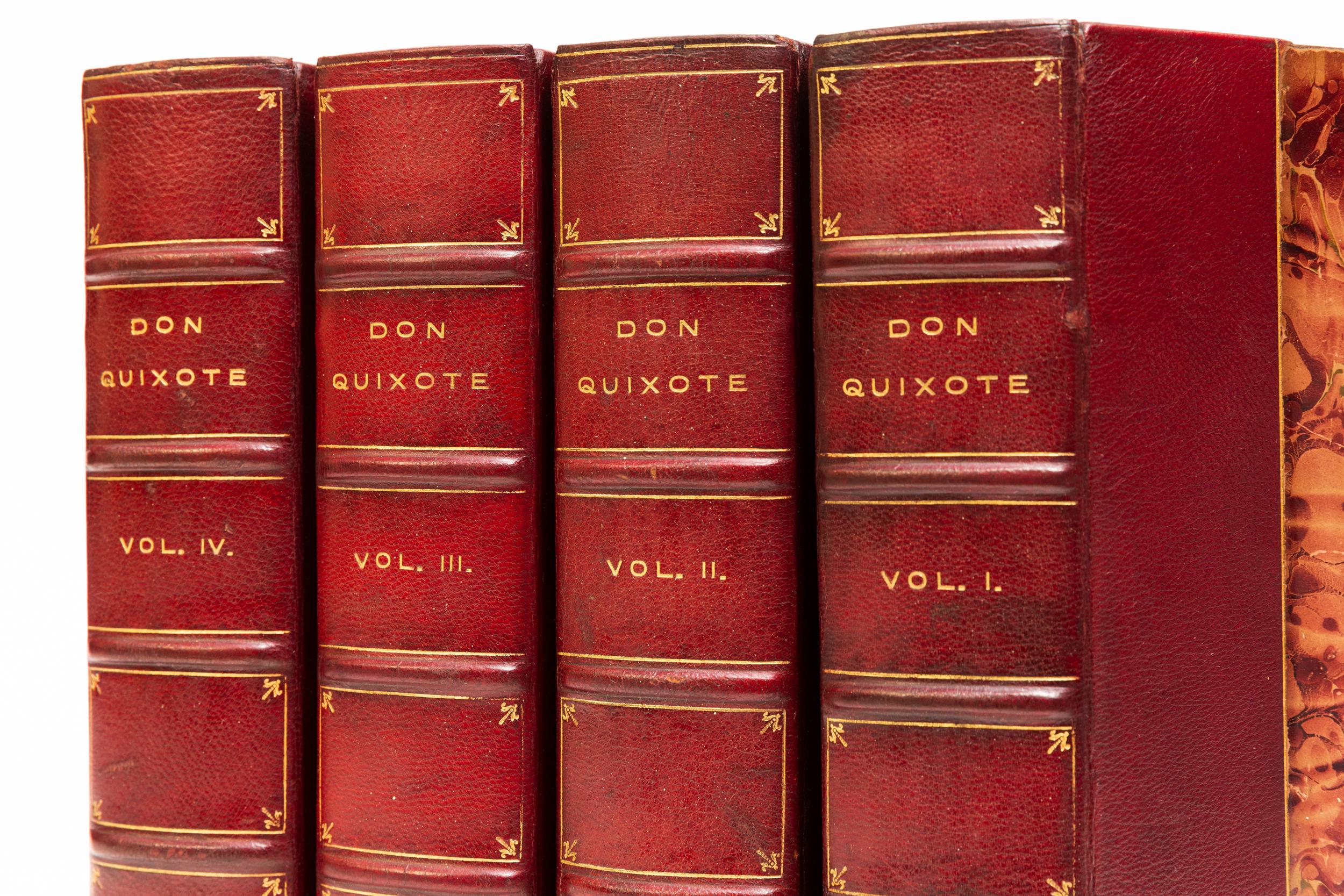 4 Volumes, Cervantes, Don Quixote De La Mancha In Good Condition For Sale In New York, NY