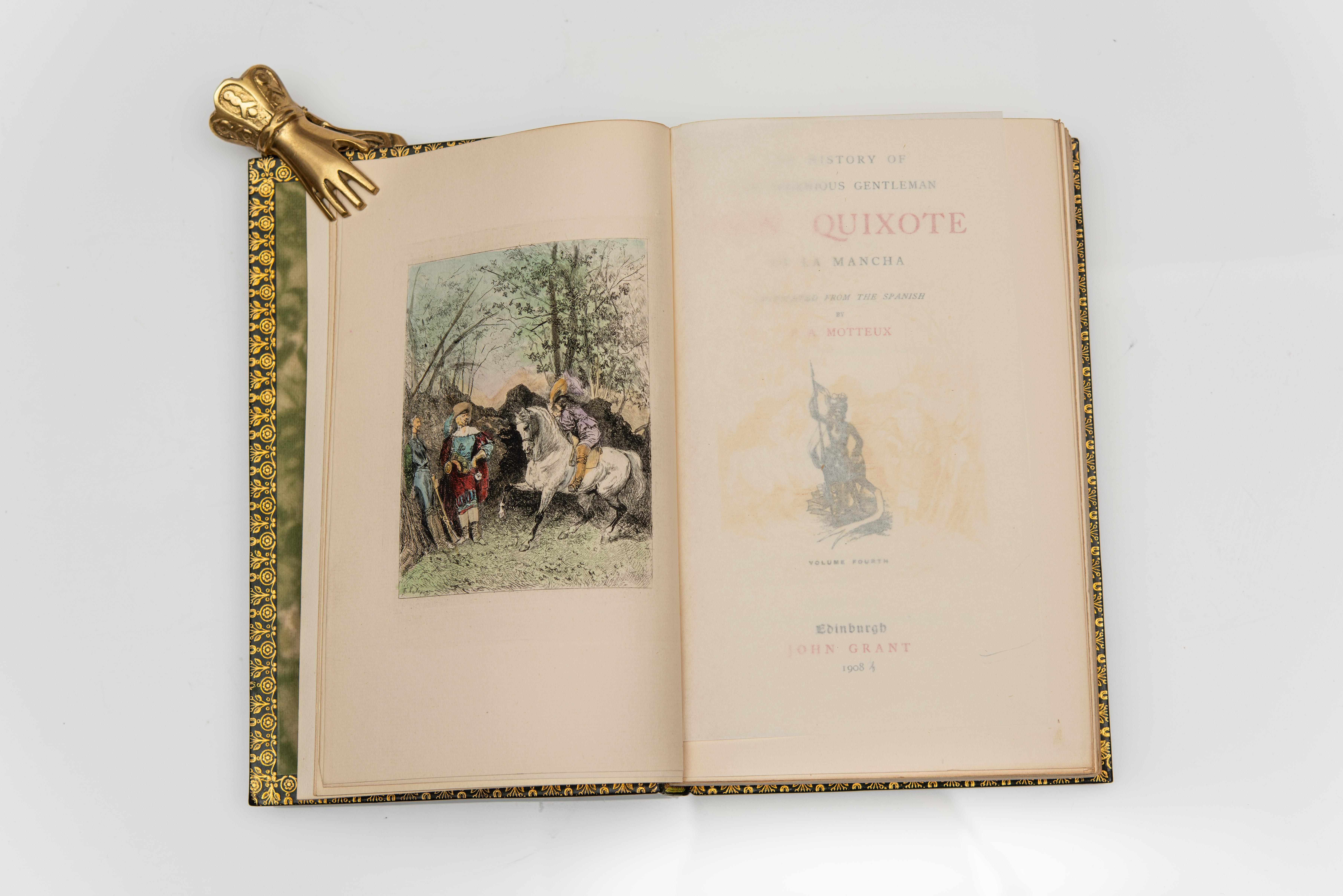 4 Volumes. Cervantes. Don Quichotte. Bon état - En vente à New York, NY