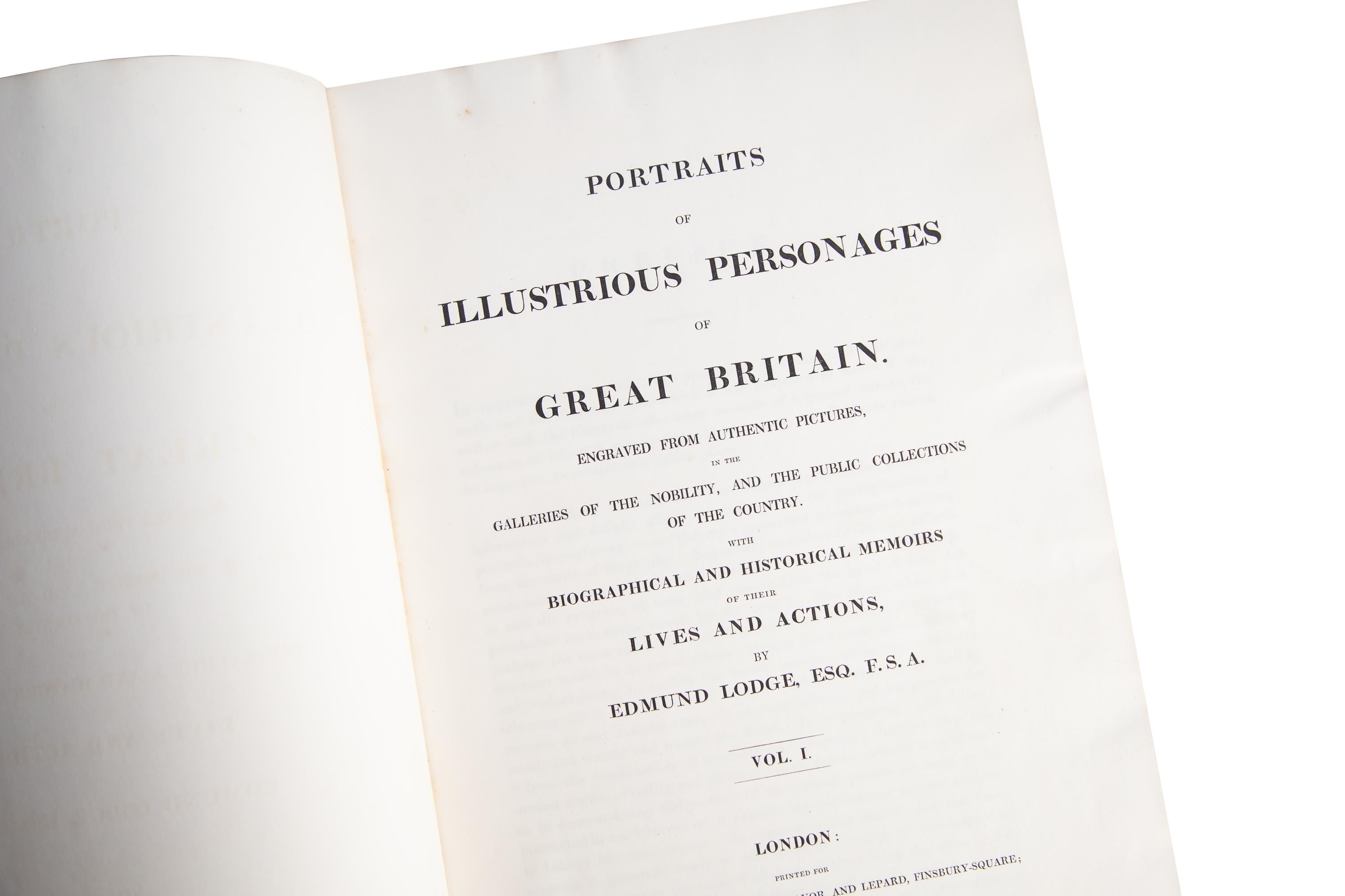 English 4 Volumes. Edmund Lodge, Portraits of Illustrious Personages of Great Britain.  For Sale