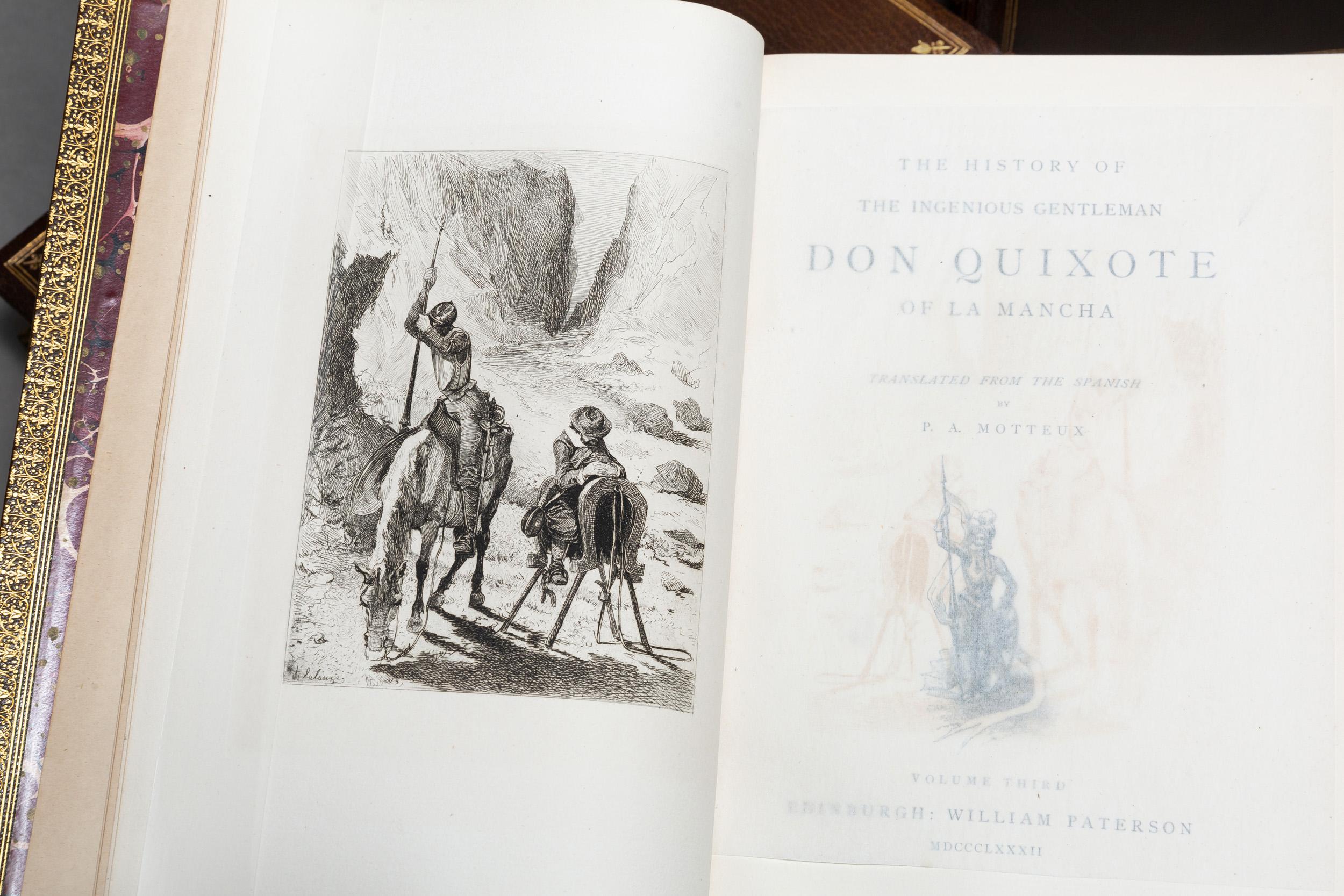 4 Volumes, Miguel De Cervantes, Don Quixote De La Mancha In Good Condition In New York, NY