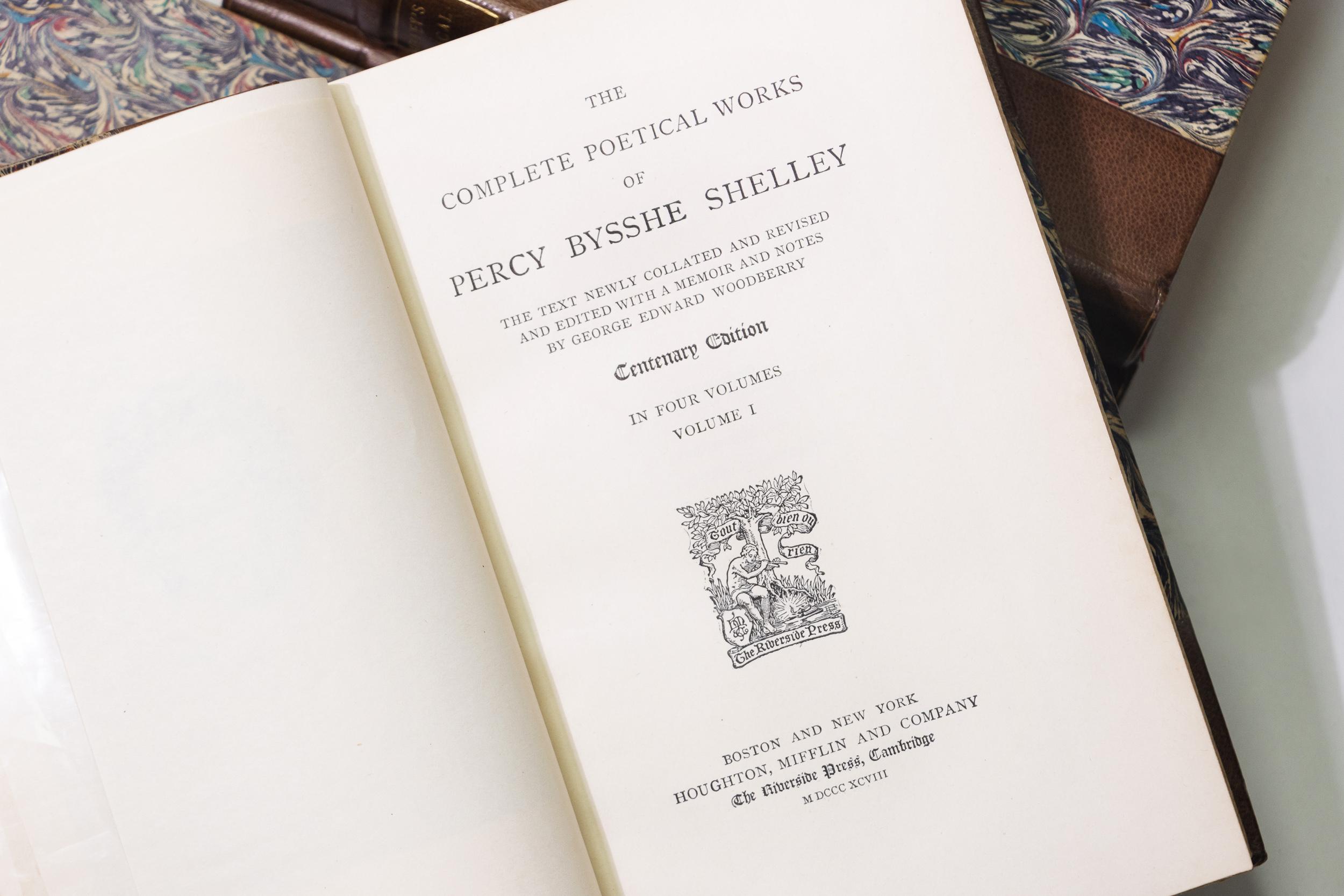 19th Century 4 Volumes, Percy Bysshe Shelley, the Complete Poetical Works of Percy Shelley