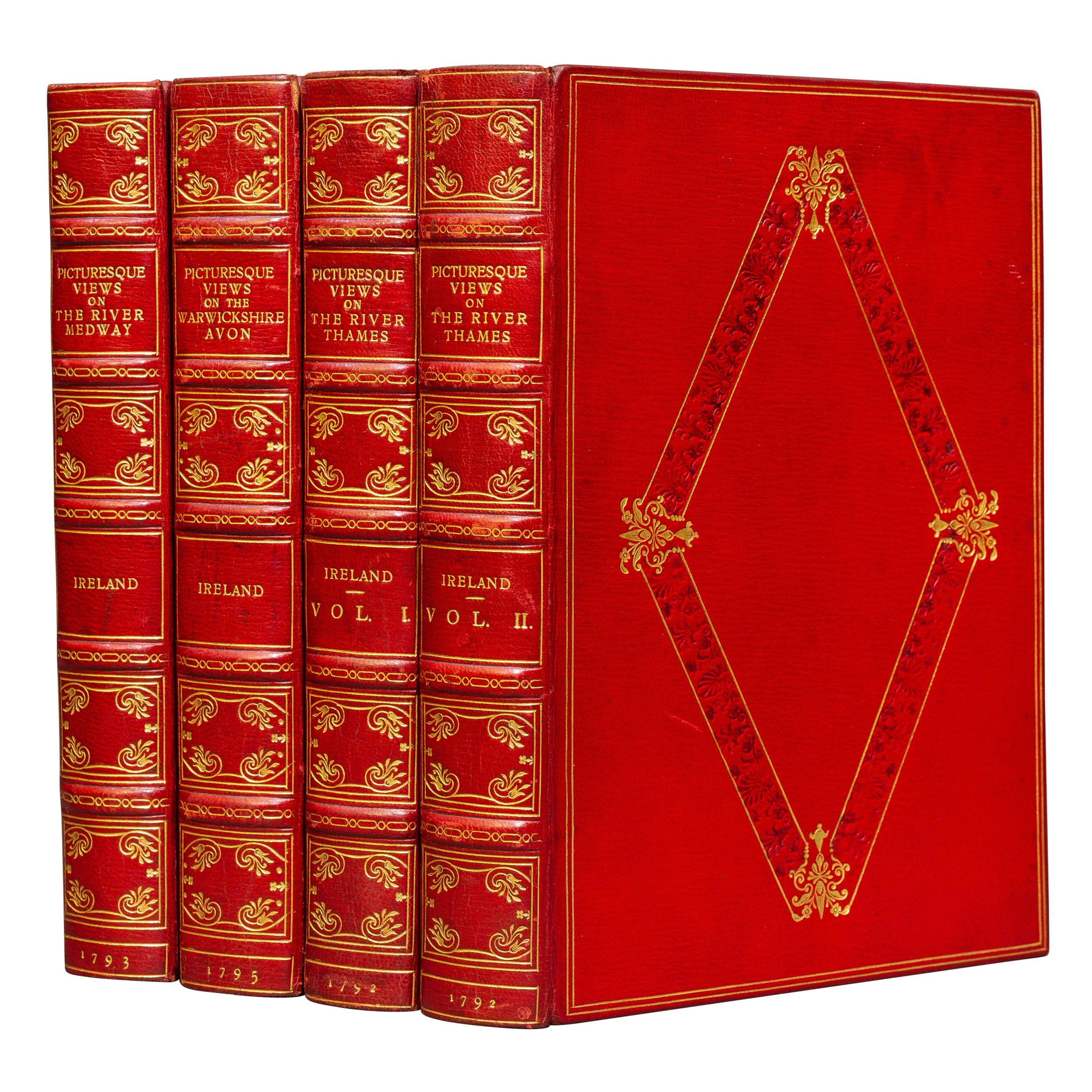 Leather 4 Volumes, Samuel Ireland, Picturesque Views on the River Thames