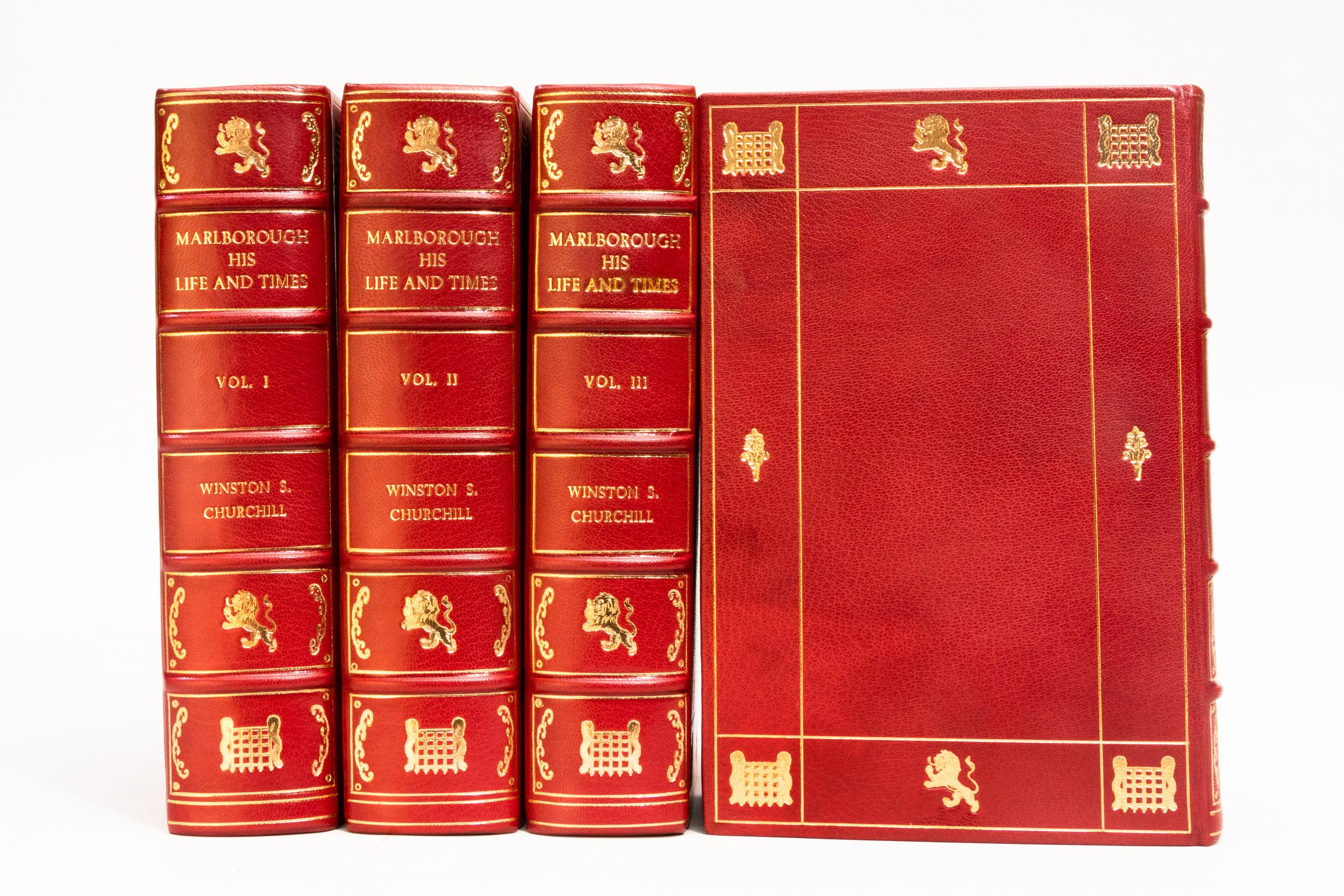 Leather 4 Volumes, Sir Winston S, Churchill, Marlborough His Life and Times, 1st Eds.