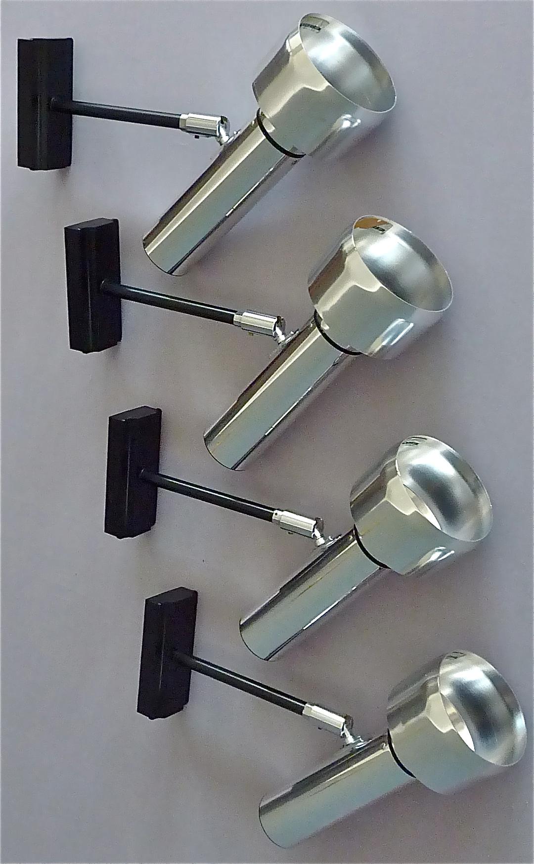 4 Wall Lights Erco Spots Ceiling Lamps Chrome Black Sarfatti Arteluce Style For Sale 3