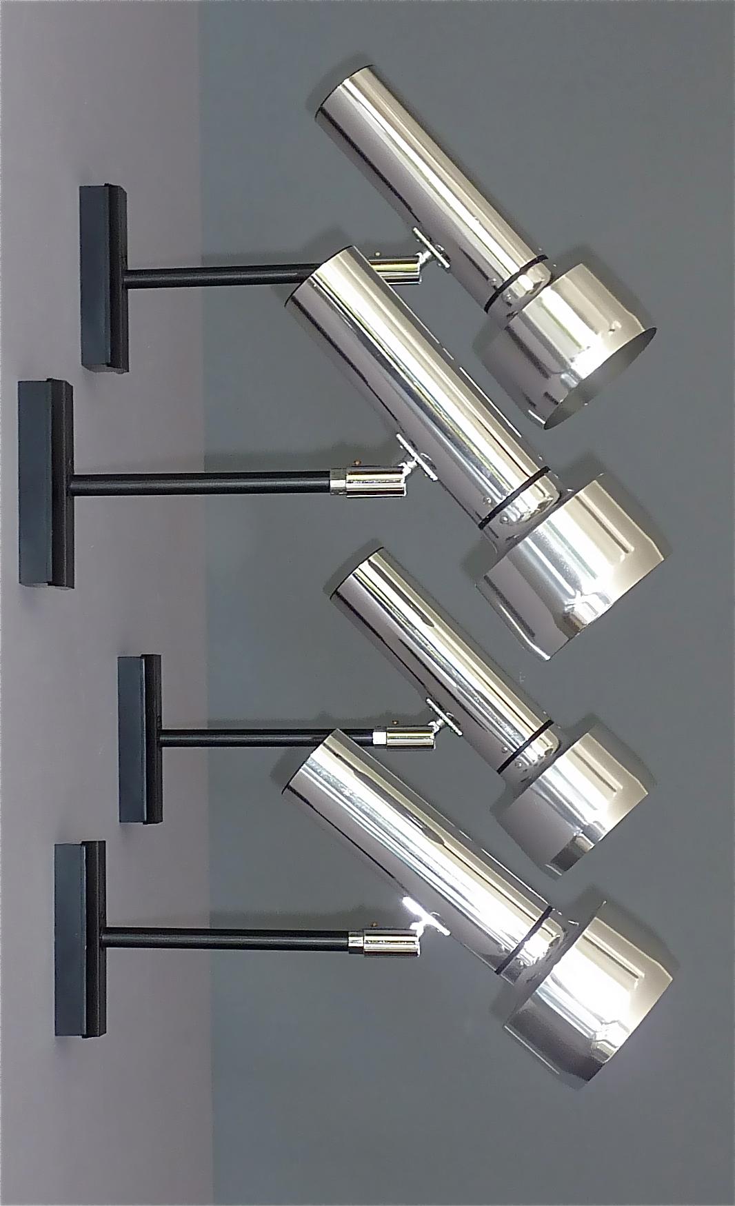 4 Wall Lights Erco Spots Ceiling Lamps Chrome Black Sarfatti Arteluce Style For Sale 4