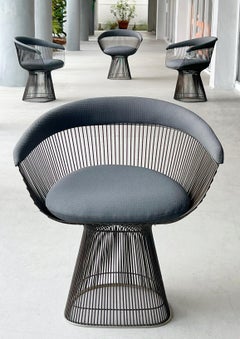 4 Warren Platner for Knoll Dining Chairs in Bronze Armchairs