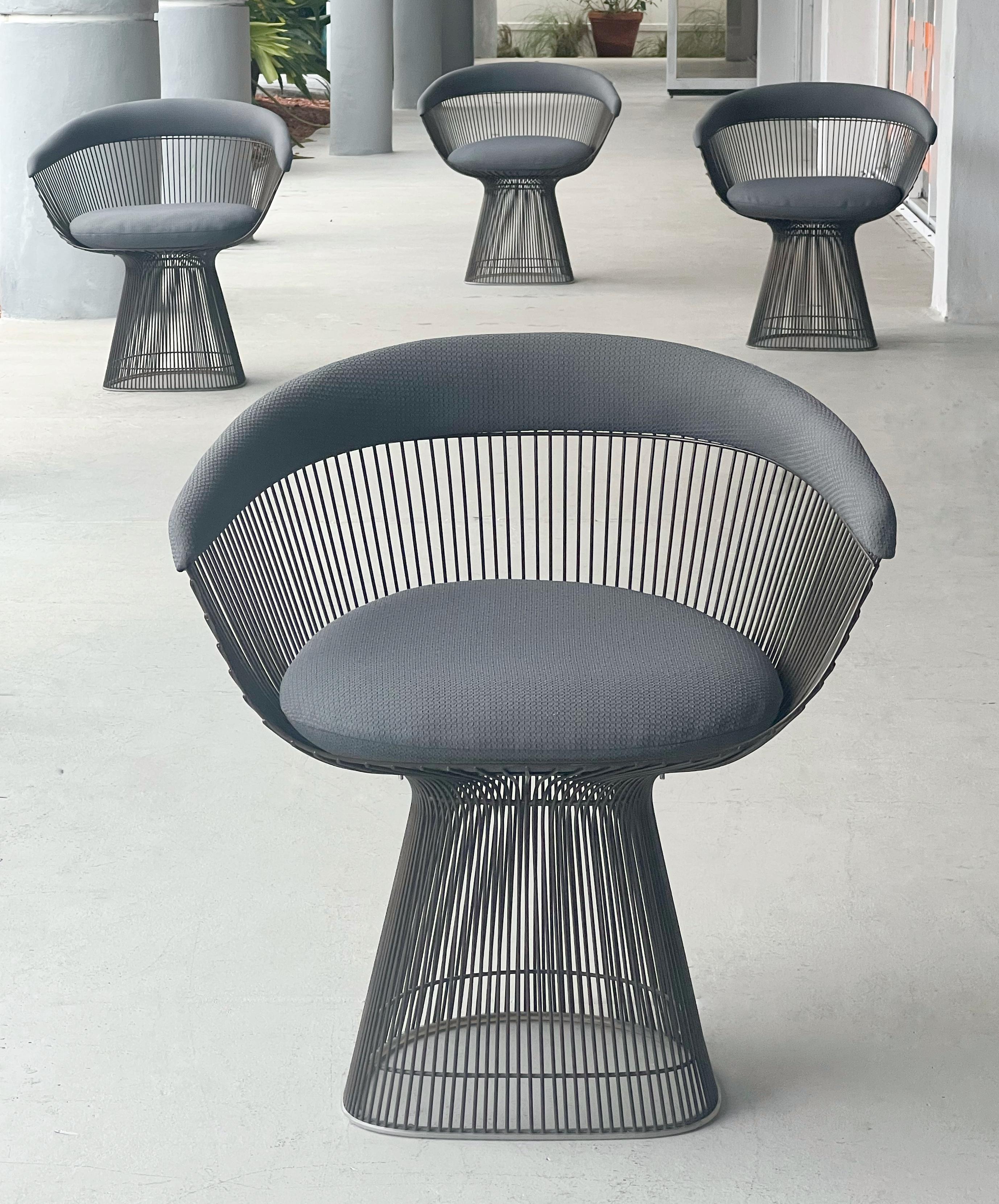 4 Sedie da pranzo Warren Platner per Knoll in bronzo Poltrone In condizioni buone in vendita a Miami, FL