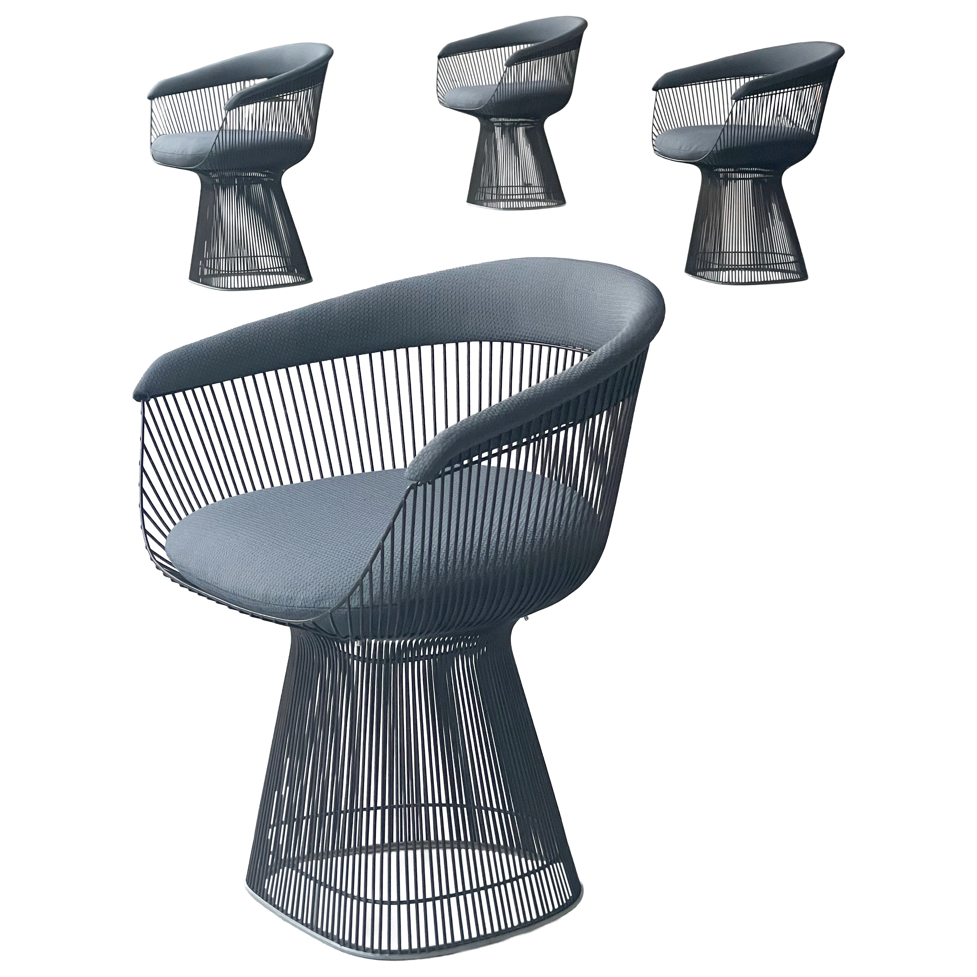 4 Sedie da pranzo Warren Platner per Knoll in bronzo Poltrone