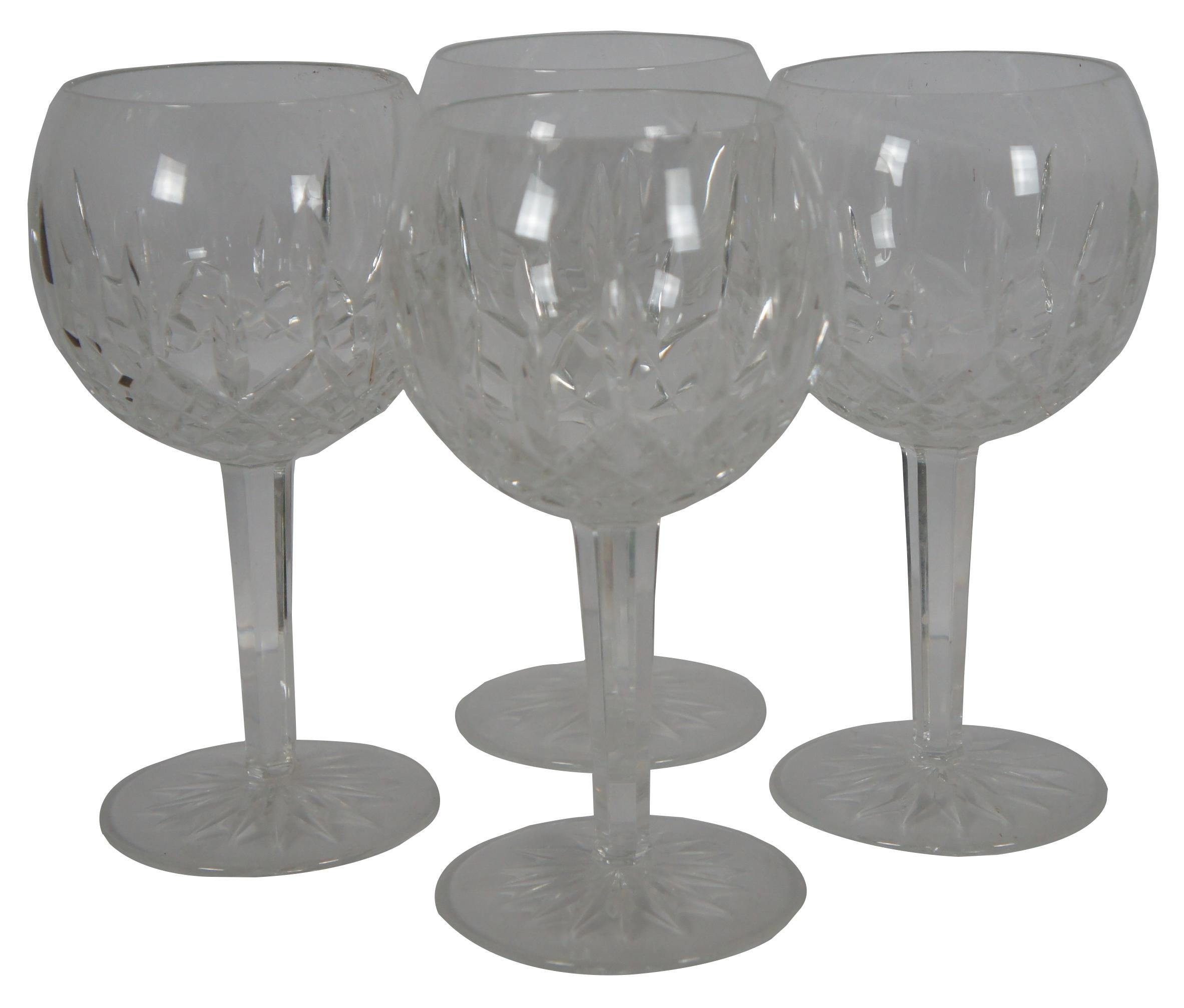 Set of four vintage Waterford Irish crystal oversize wine goblets in the Lismore pattern. Measure: 8