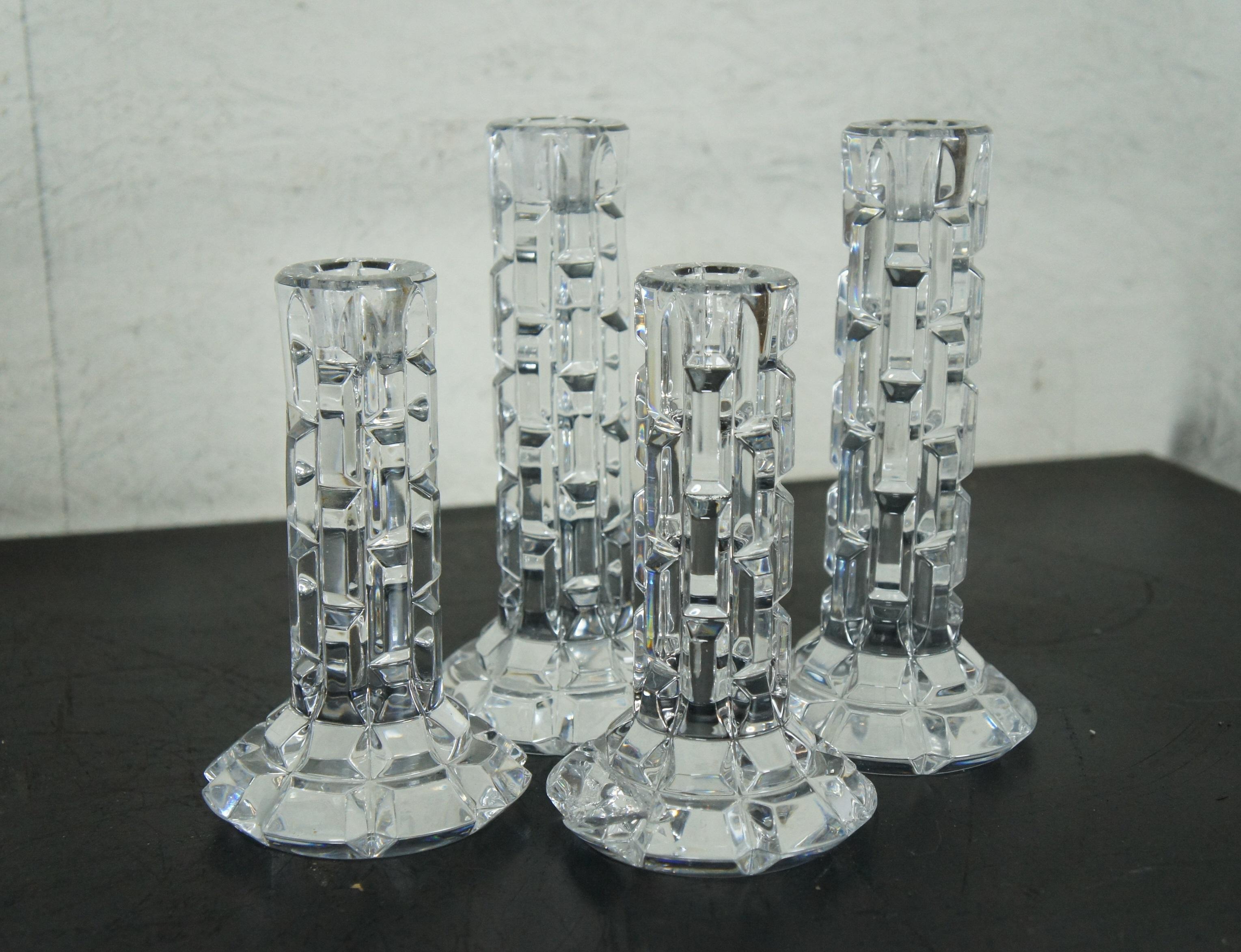 4 Waterford Crystal Luma Illuminology Single Taper Candlesticks Candle Holders In Good Condition In Dayton, OH