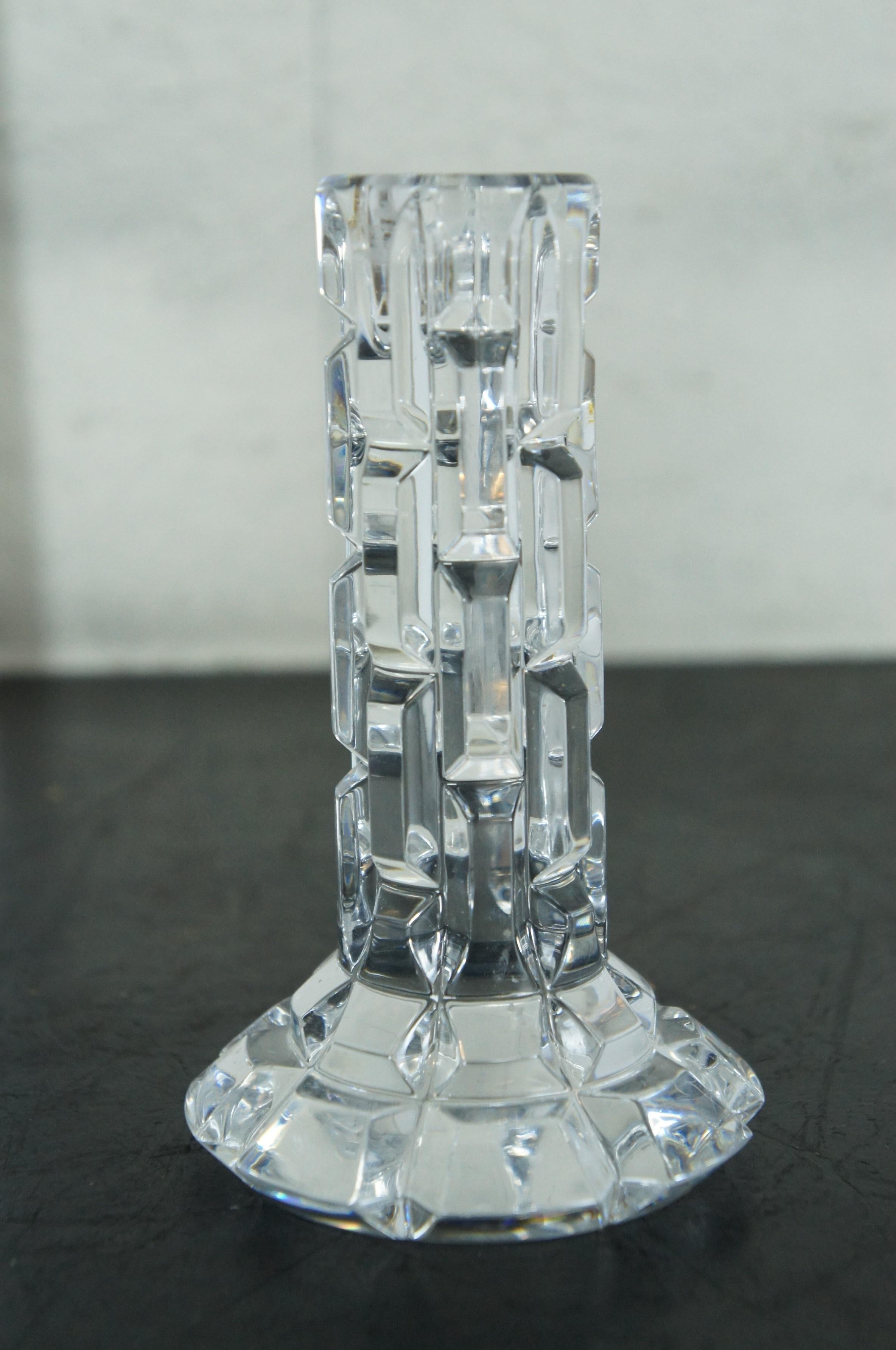 20th Century 4 Waterford Crystal Luma Illuminology Single Taper Candlesticks Candle Holders