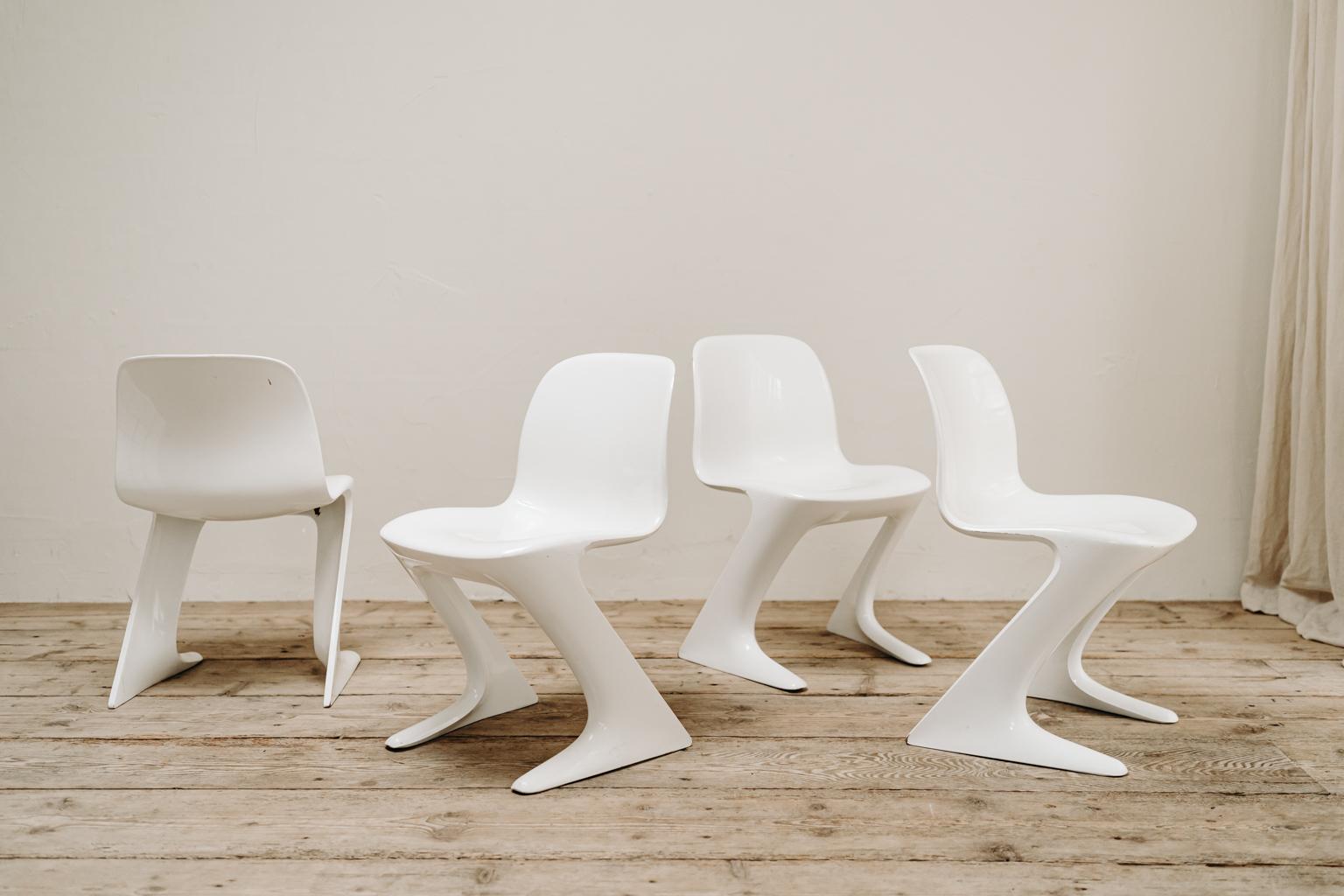 4 White Kangaroo Chairs by Ernst Moeckl 7