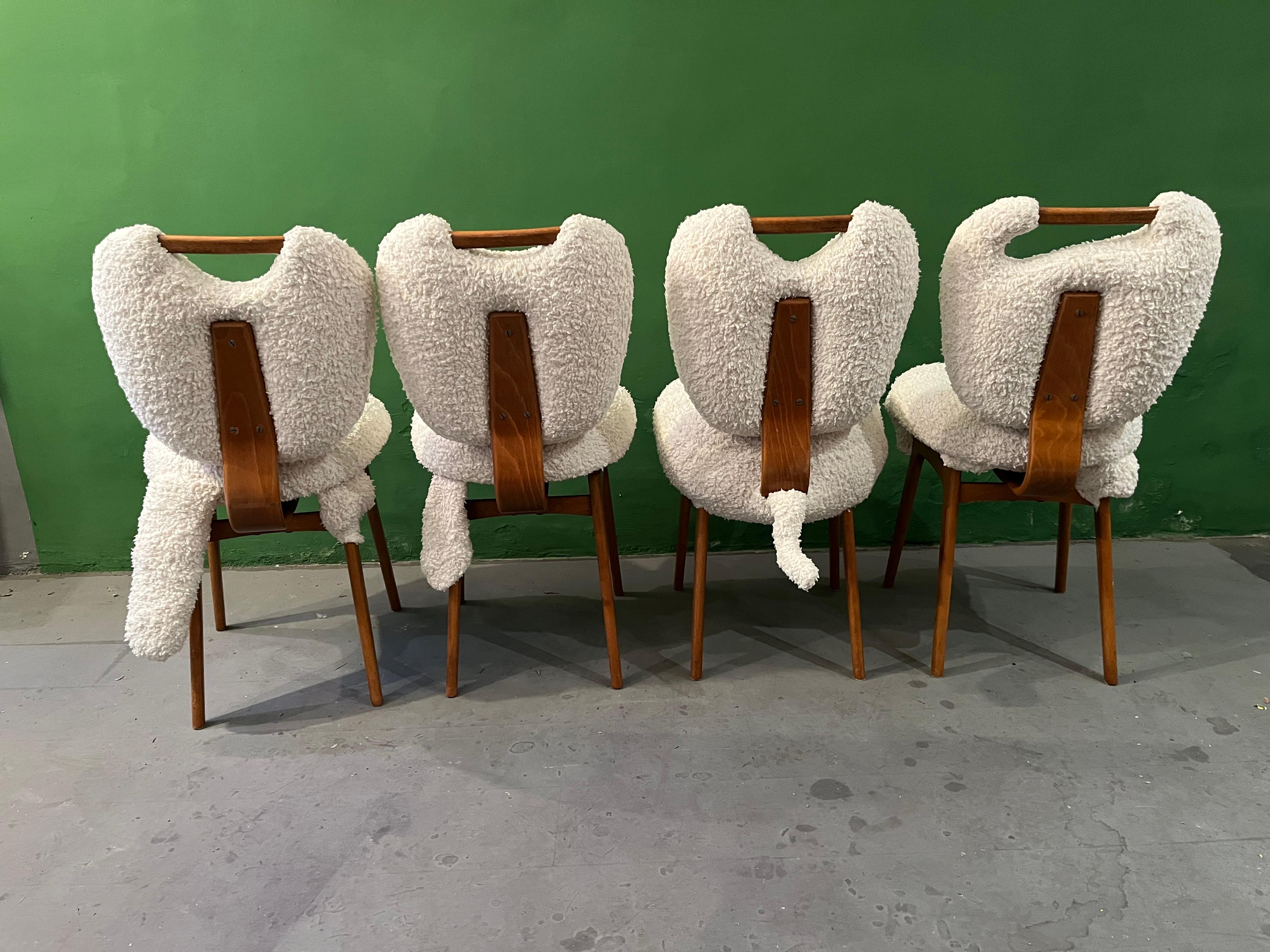 4 weiße Teddy-Stühle von Markus Friedrich Staab  (Moderne der Mitte des Jahrhunderts) im Angebot