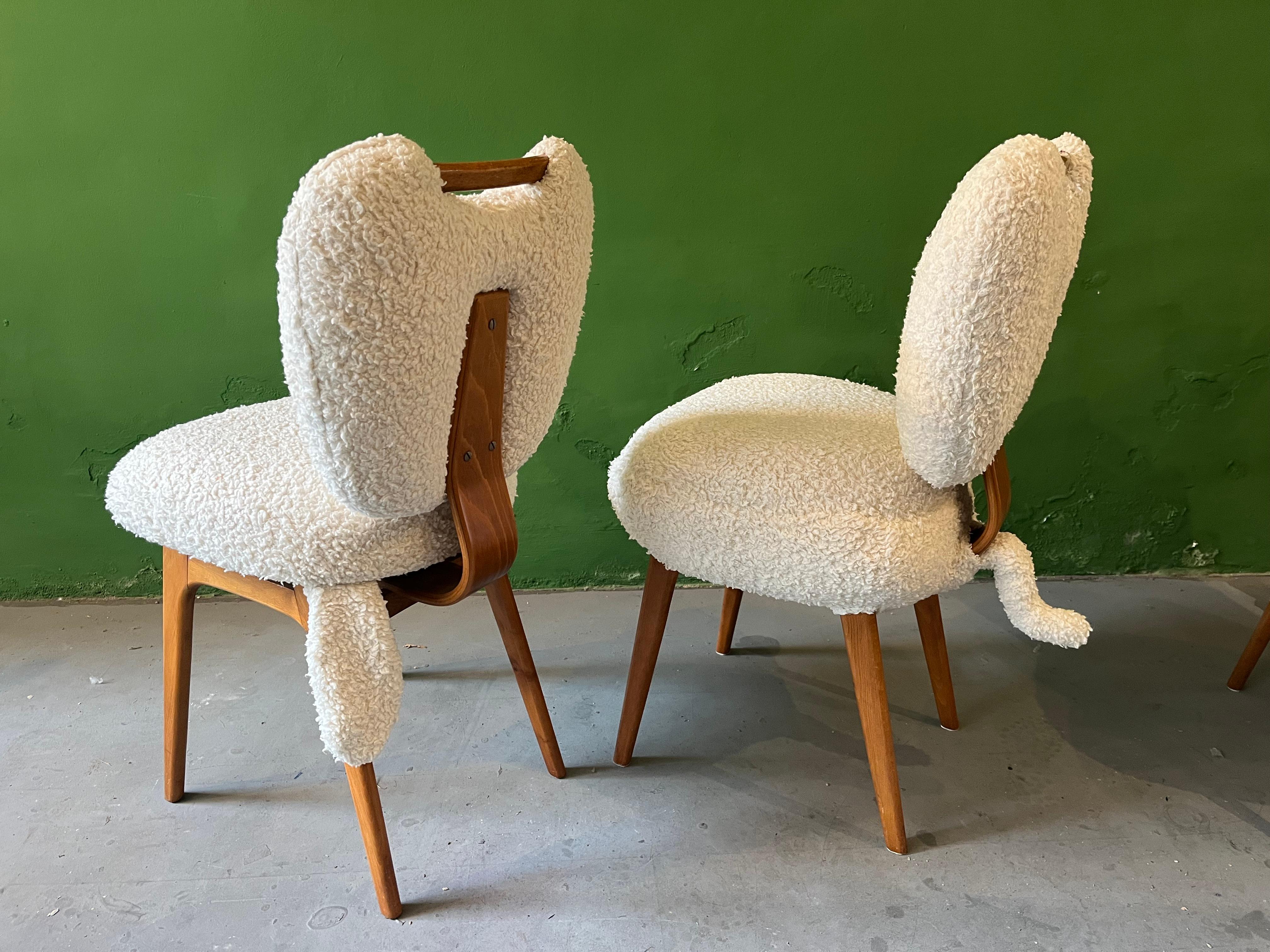 4 weiße Teddy-Stühle von Markus Friedrich Staab  (Appliqué) im Angebot
