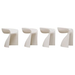 4 White Winifred Staeb Stools from the 1970's for Form + Life Collection