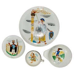 4 William Gropper Oil Painted Dishes 'A'