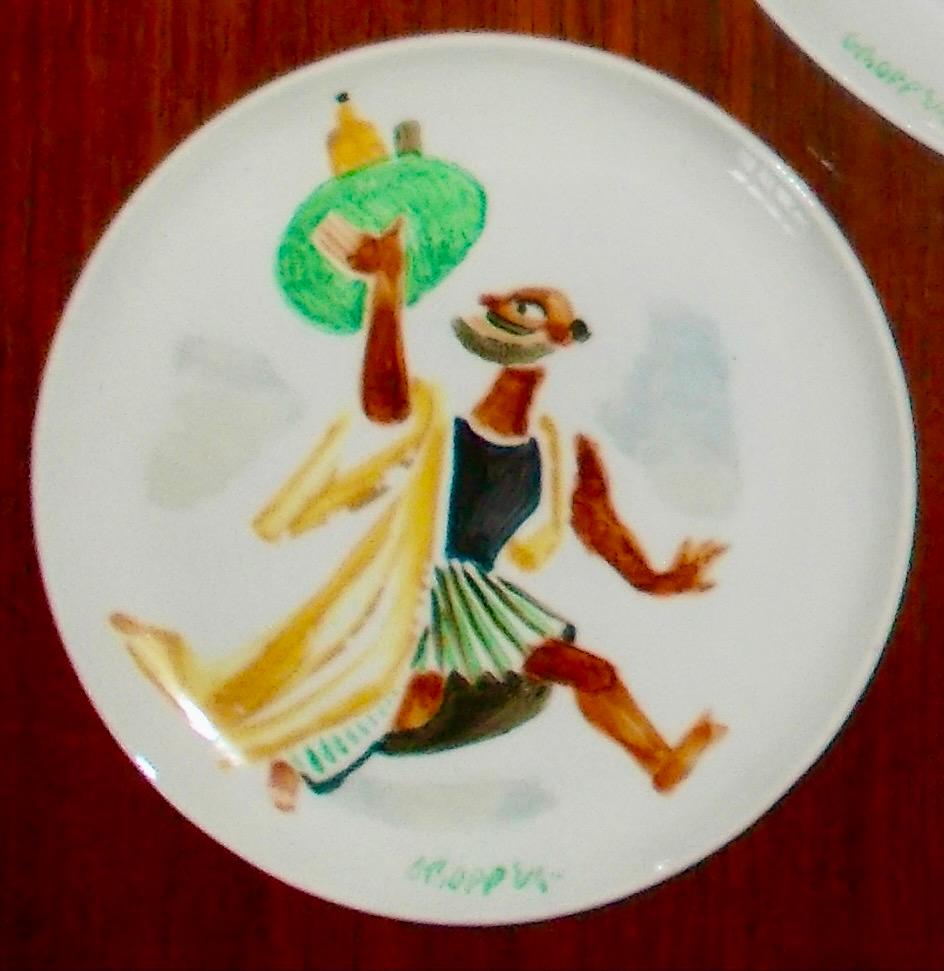 20th Century 4 William Gropper Oil Painted Dishes 'B'