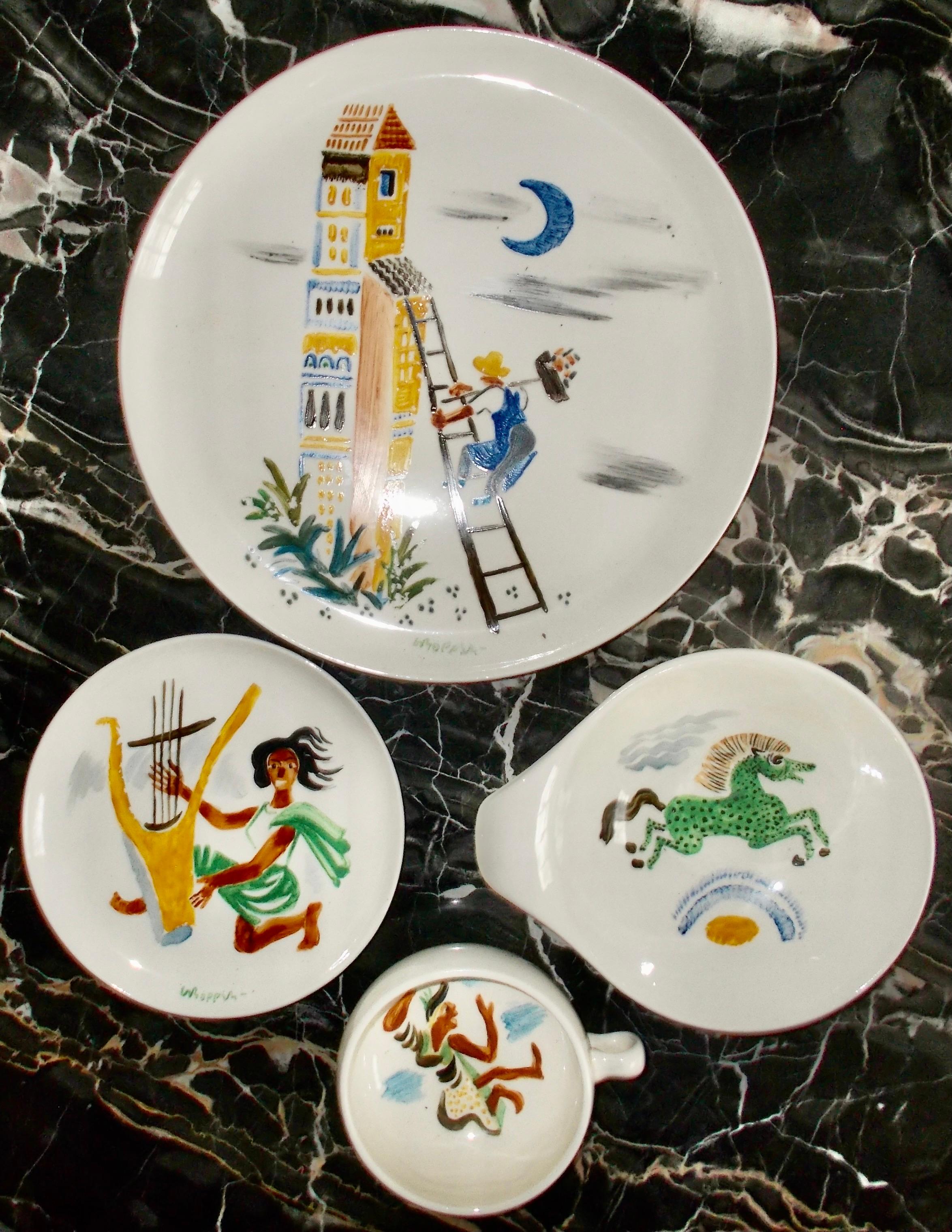 Ceramic 4 William Gropper Oil Painted Dishes 'C'