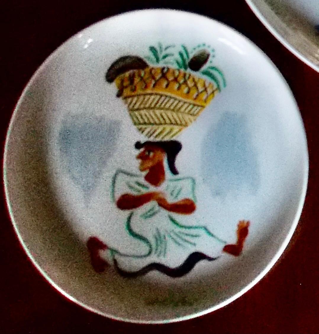 Hand-Painted 4 William Gropper Oil Painted Dishes 'D'