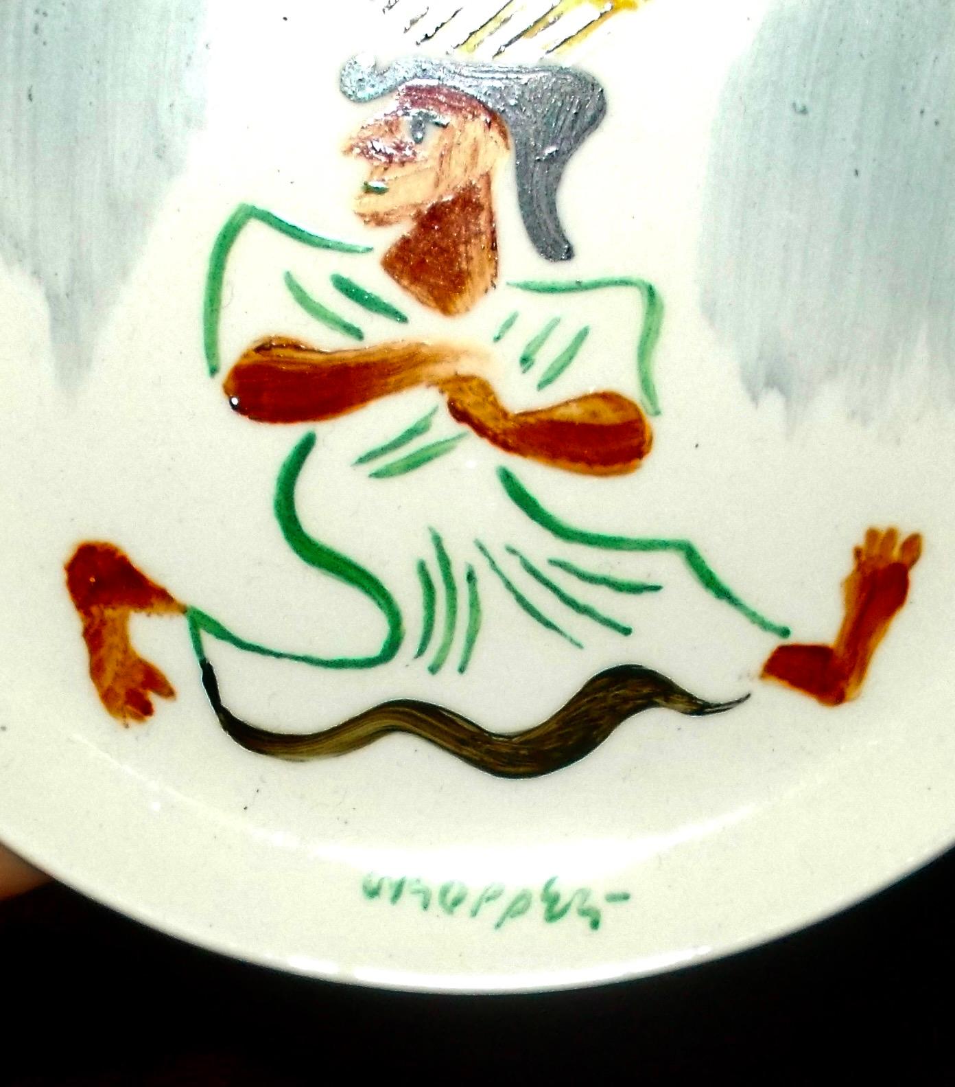 Ceramic 4 William Gropper Oil Painted Dishes 'D'