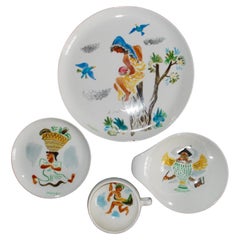 4 William Gropper Oil Painted Dishes 'D'