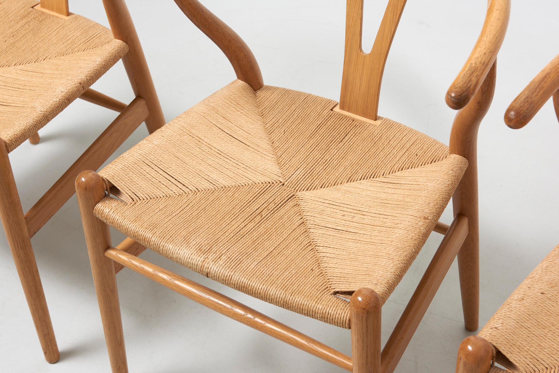 Danish 4 'Wishbone' Chairs in Oak Ch24 by Hans Wegner for Carl Hansen