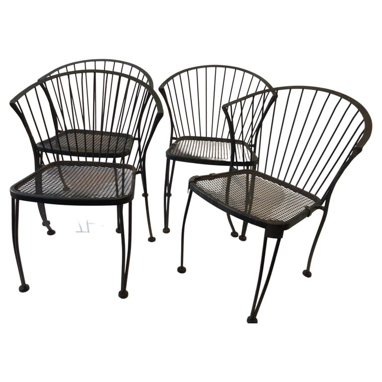 4 Woodard Iron Garden Chairs 1960s For Sale at 1stDibs