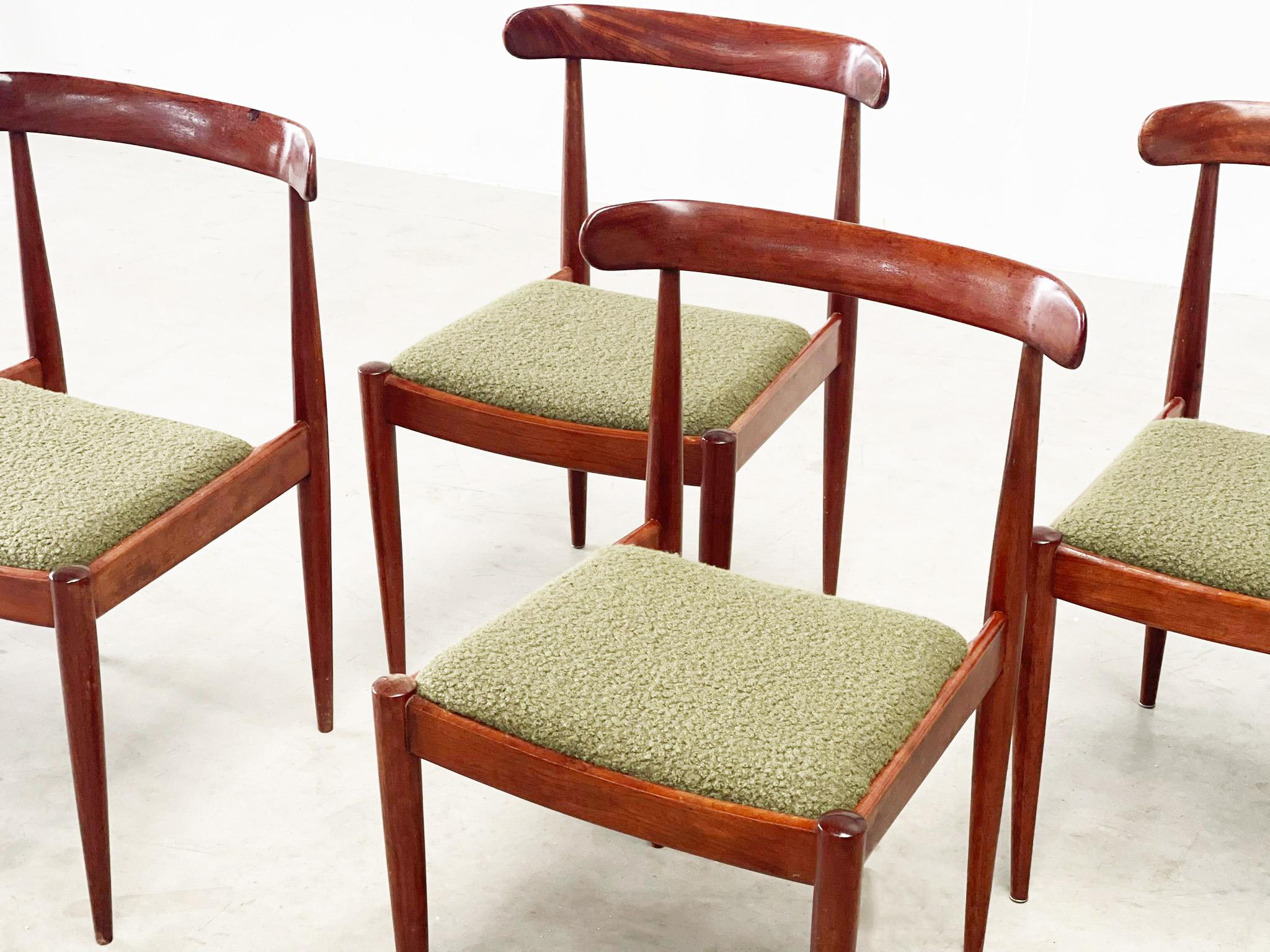 Belgian 4 wooden dining chairs by Alfred Hendrickx