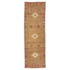 4 x 13 Tapis Vintage Turc en Laine Kars de couleur Tan avec un motif Tribal